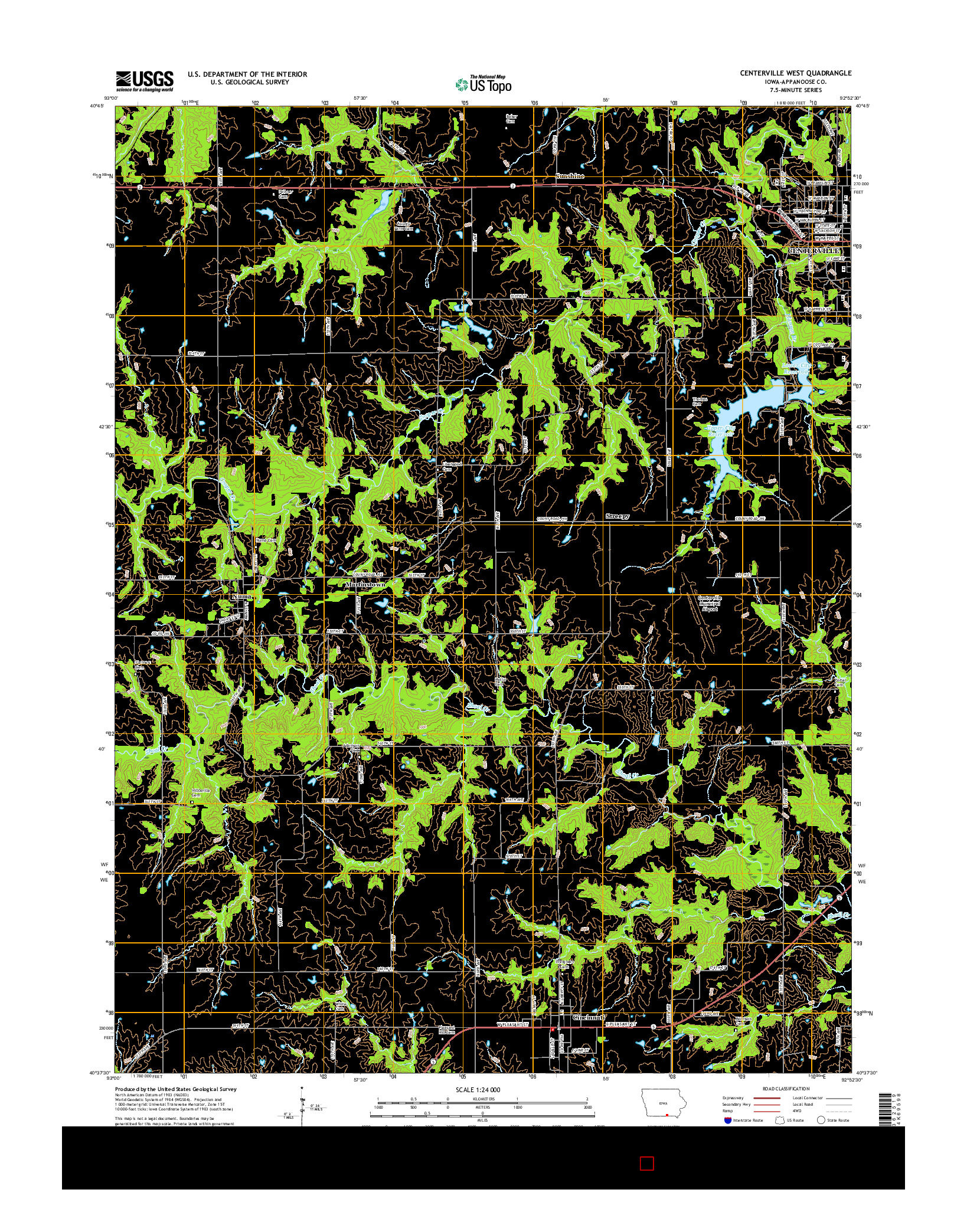 USGS US TOPO 7.5-MINUTE MAP FOR CENTERVILLE WEST, IA 2015