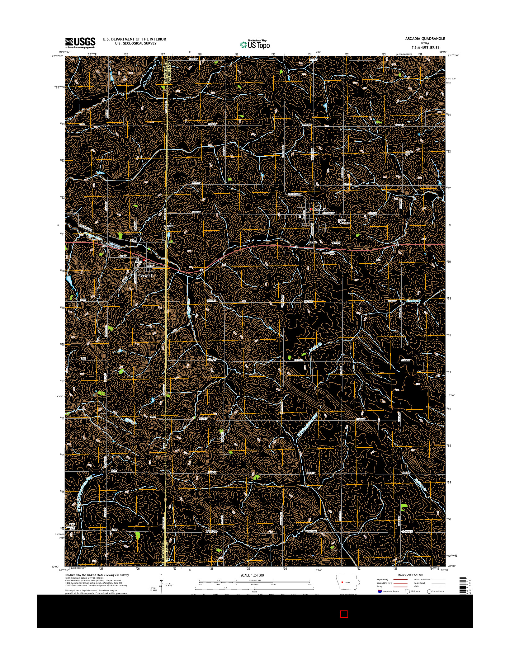 USGS US TOPO 7.5-MINUTE MAP FOR ARCADIA, IA 2015