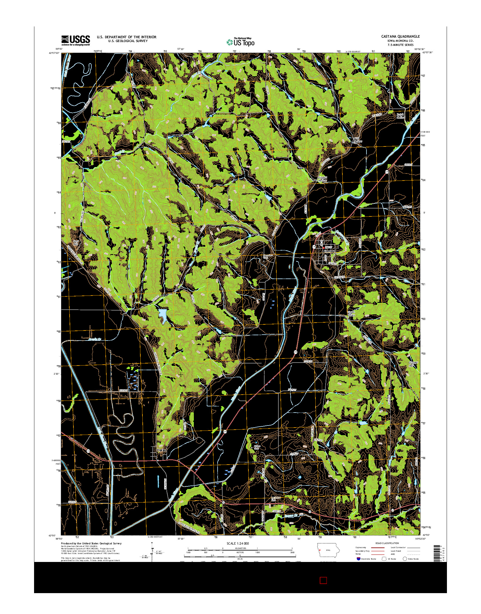 USGS US TOPO 7.5-MINUTE MAP FOR CASTANA, IA 2015