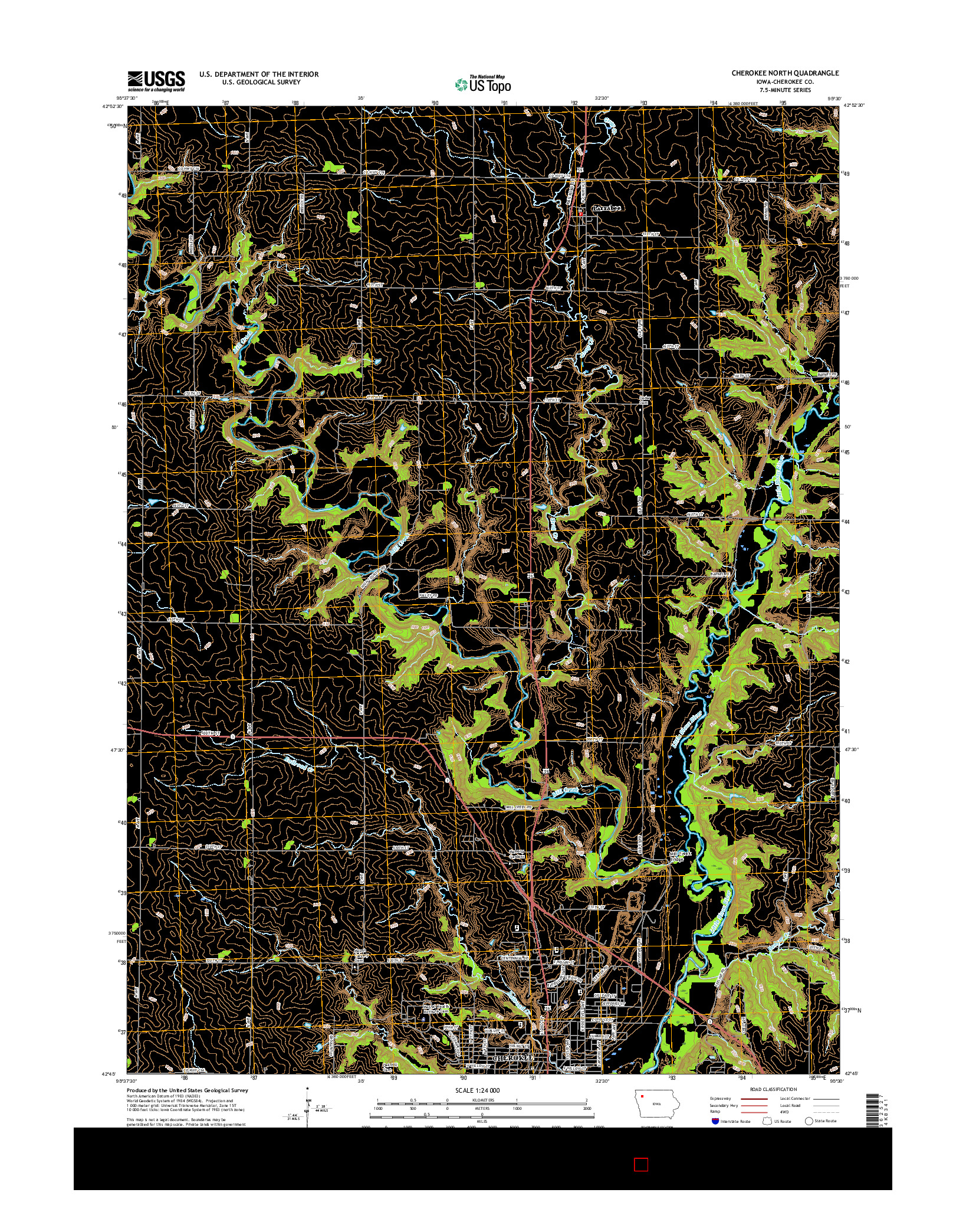 USGS US TOPO 7.5-MINUTE MAP FOR CHEROKEE NORTH, IA 2015