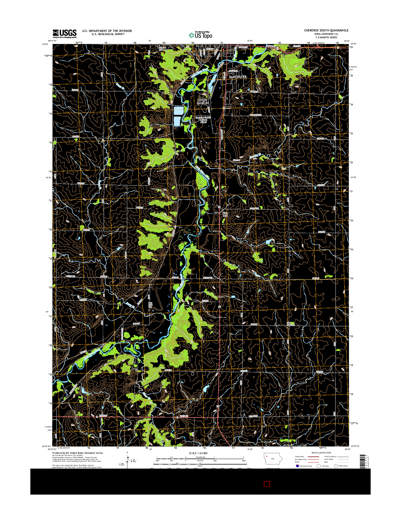 USGS US TOPO 7.5-MINUTE MAP FOR CHEROKEE SOUTH, IA 2015