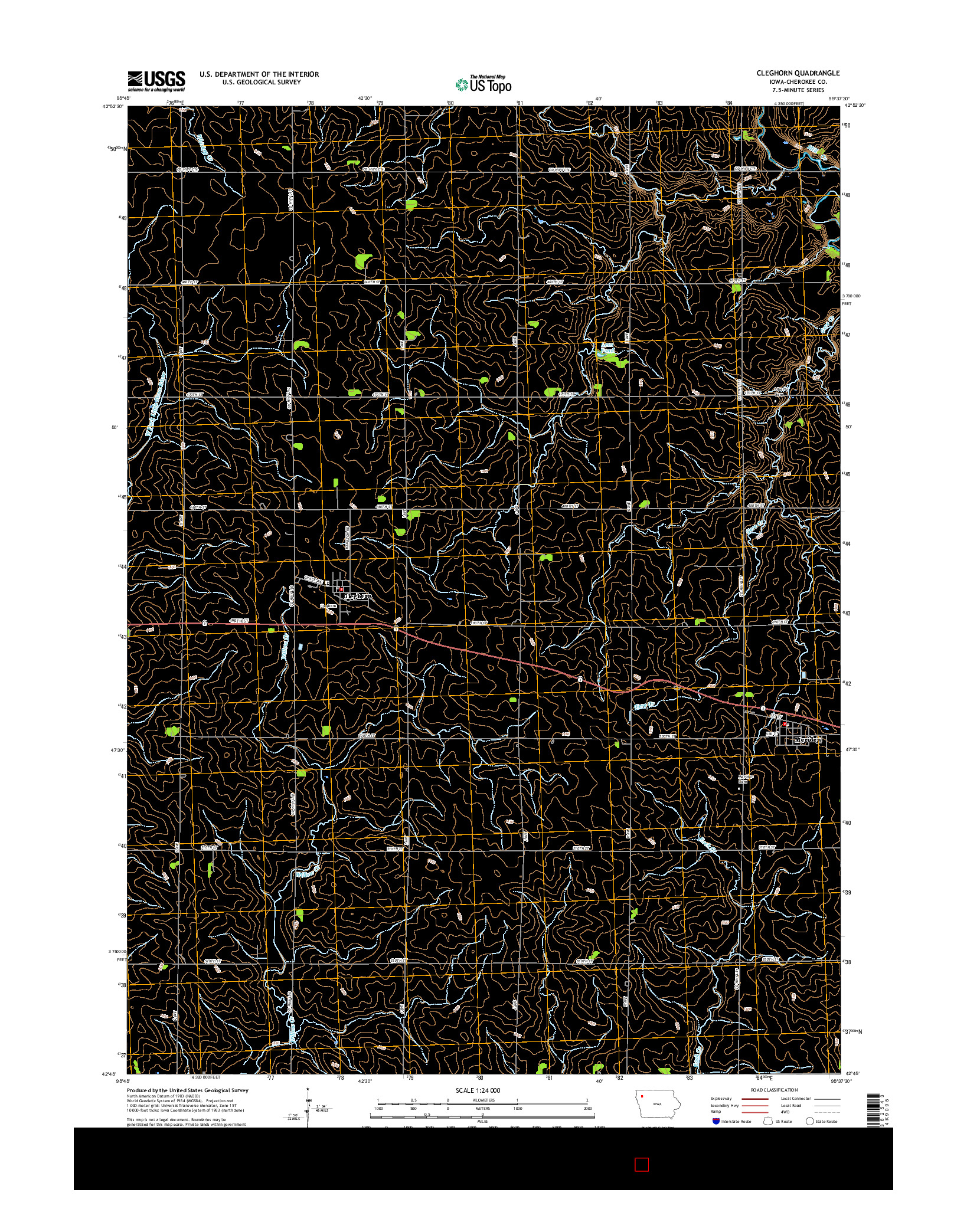 USGS US TOPO 7.5-MINUTE MAP FOR CLEGHORN, IA 2015