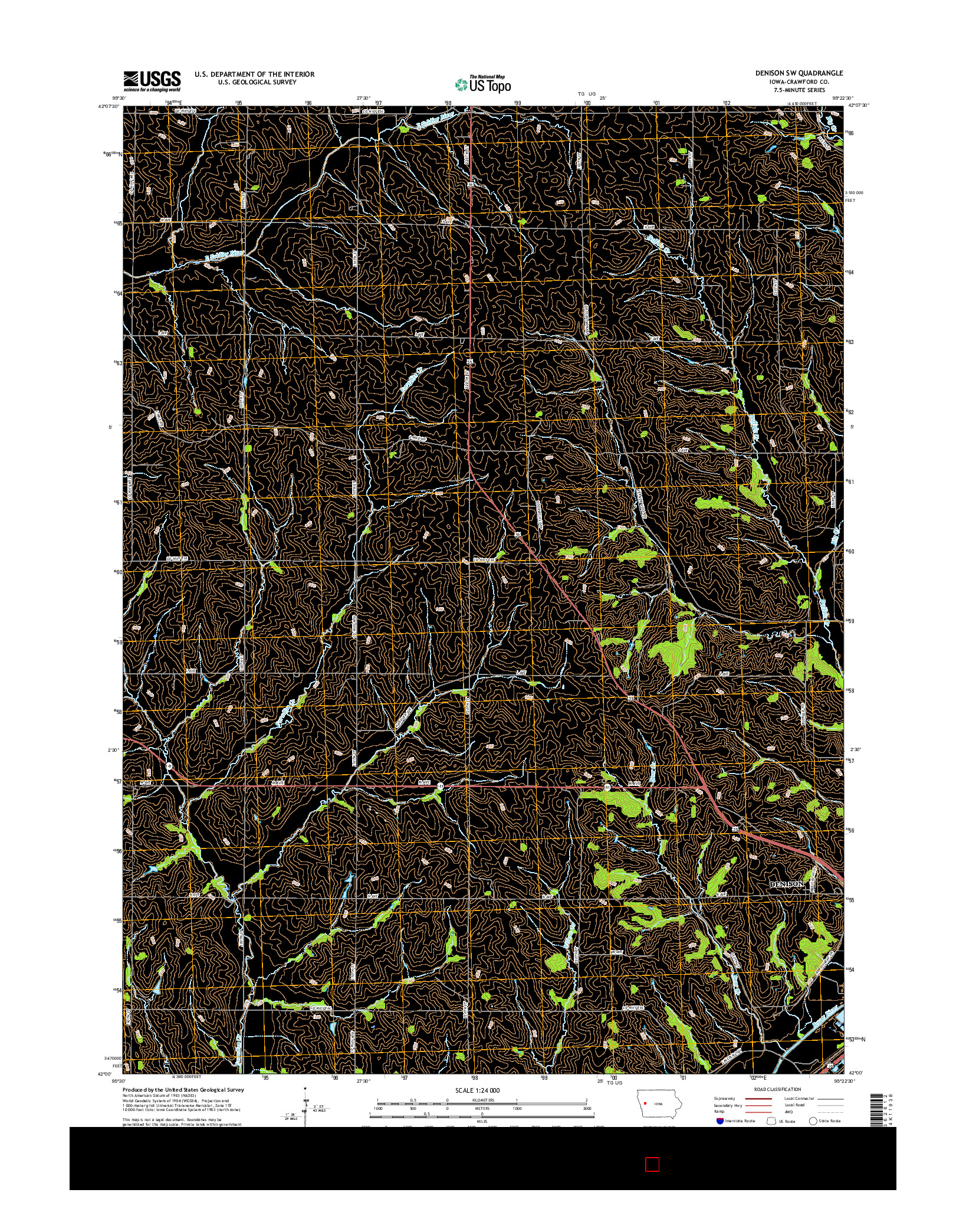 USGS US TOPO 7.5-MINUTE MAP FOR DENISON SW, IA 2015