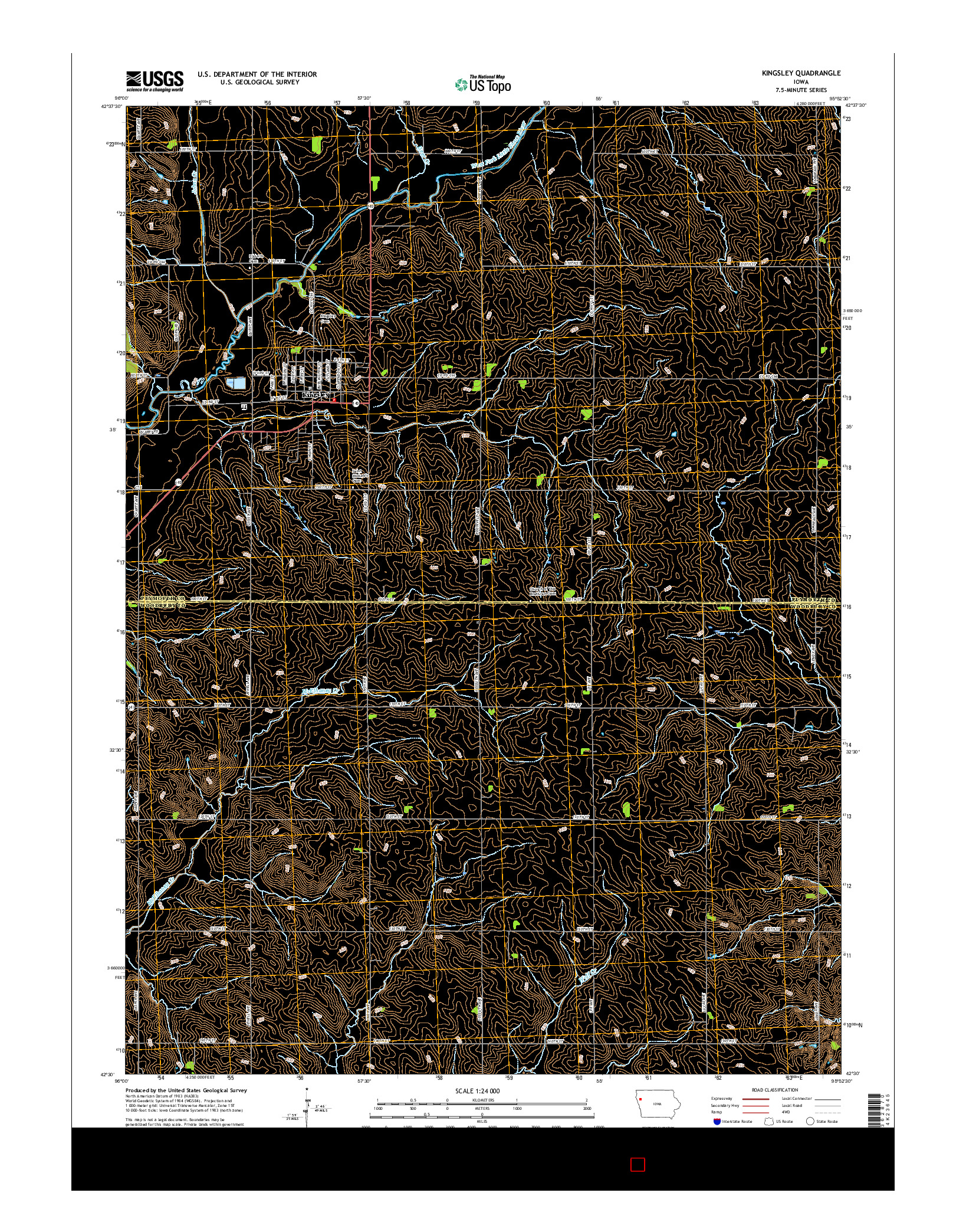 USGS US TOPO 7.5-MINUTE MAP FOR KINGSLEY, IA 2015