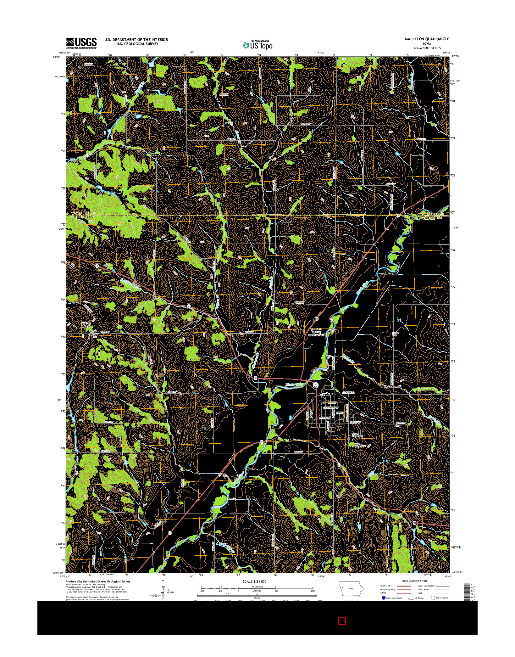 USGS US TOPO 7.5-MINUTE MAP FOR MAPLETON, IA 2015