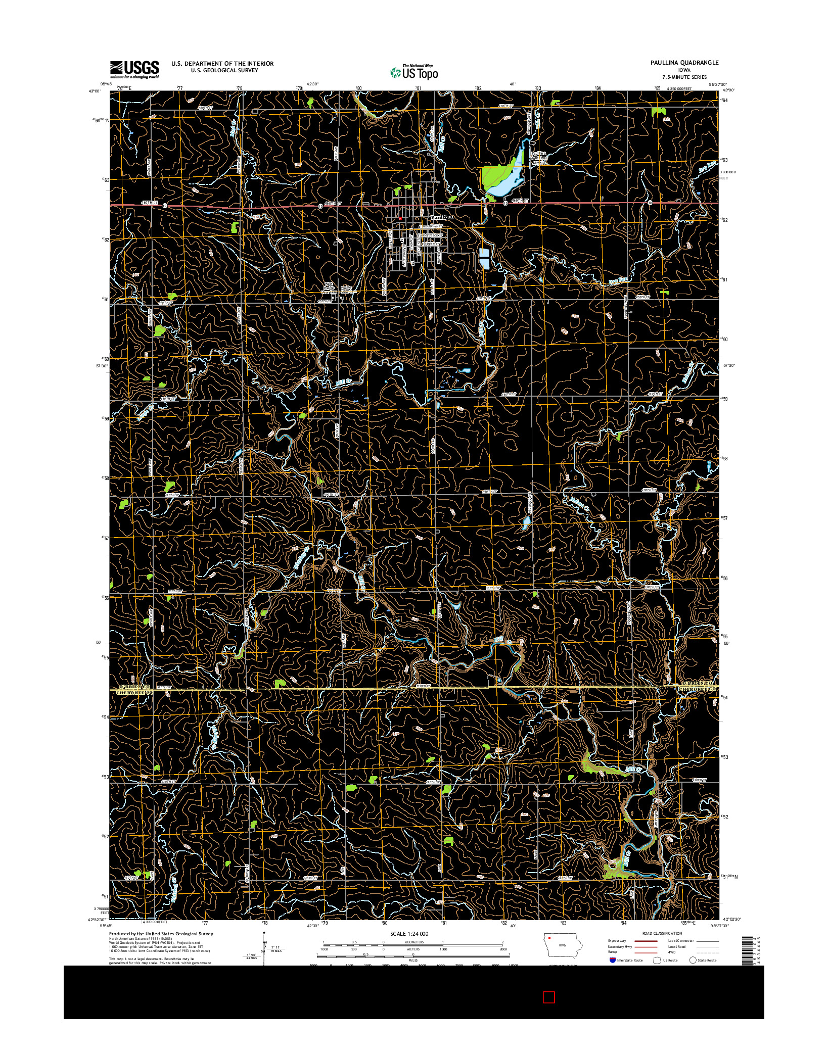 USGS US TOPO 7.5-MINUTE MAP FOR PAULLINA, IA 2015