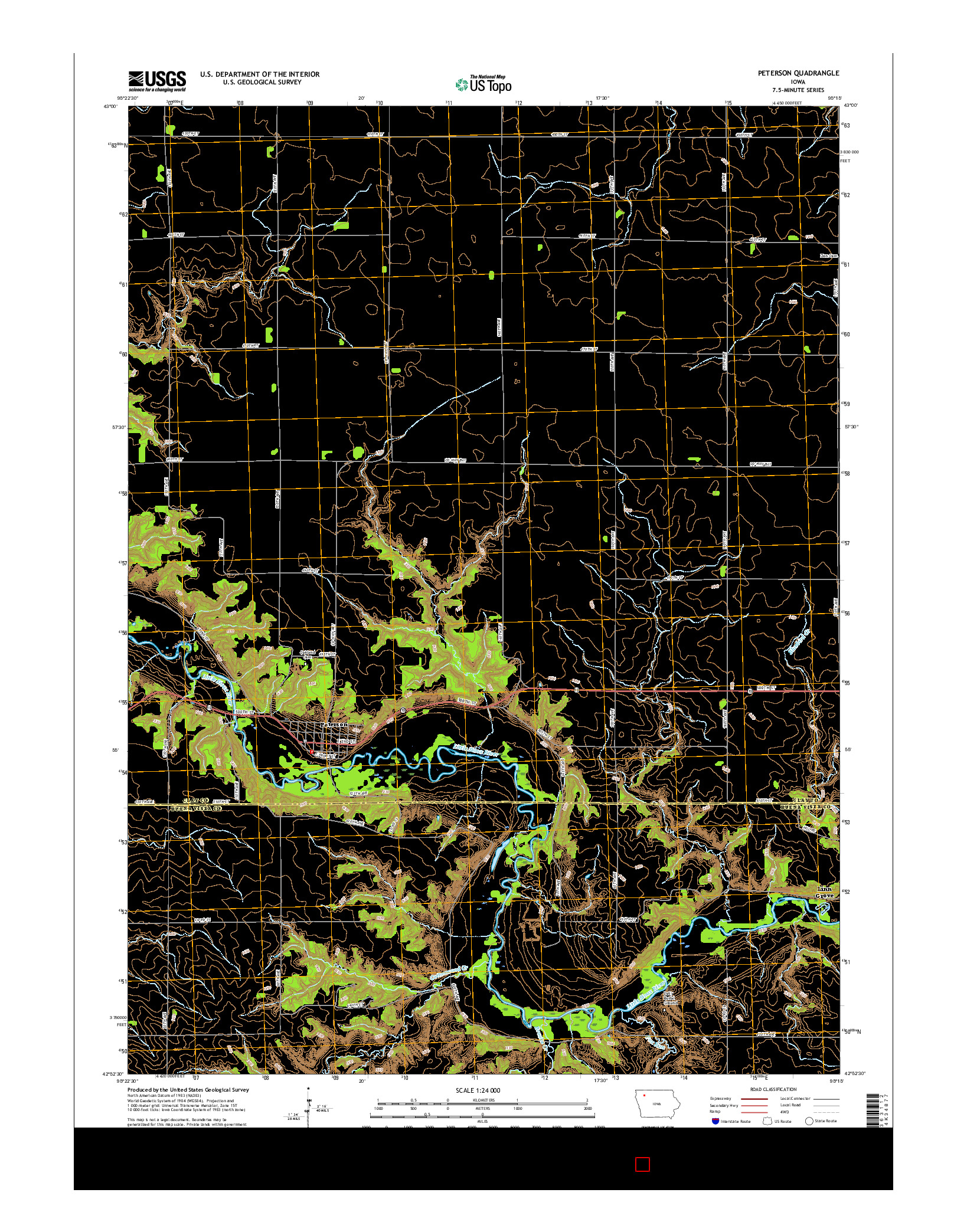 USGS US TOPO 7.5-MINUTE MAP FOR PETERSON, IA 2015