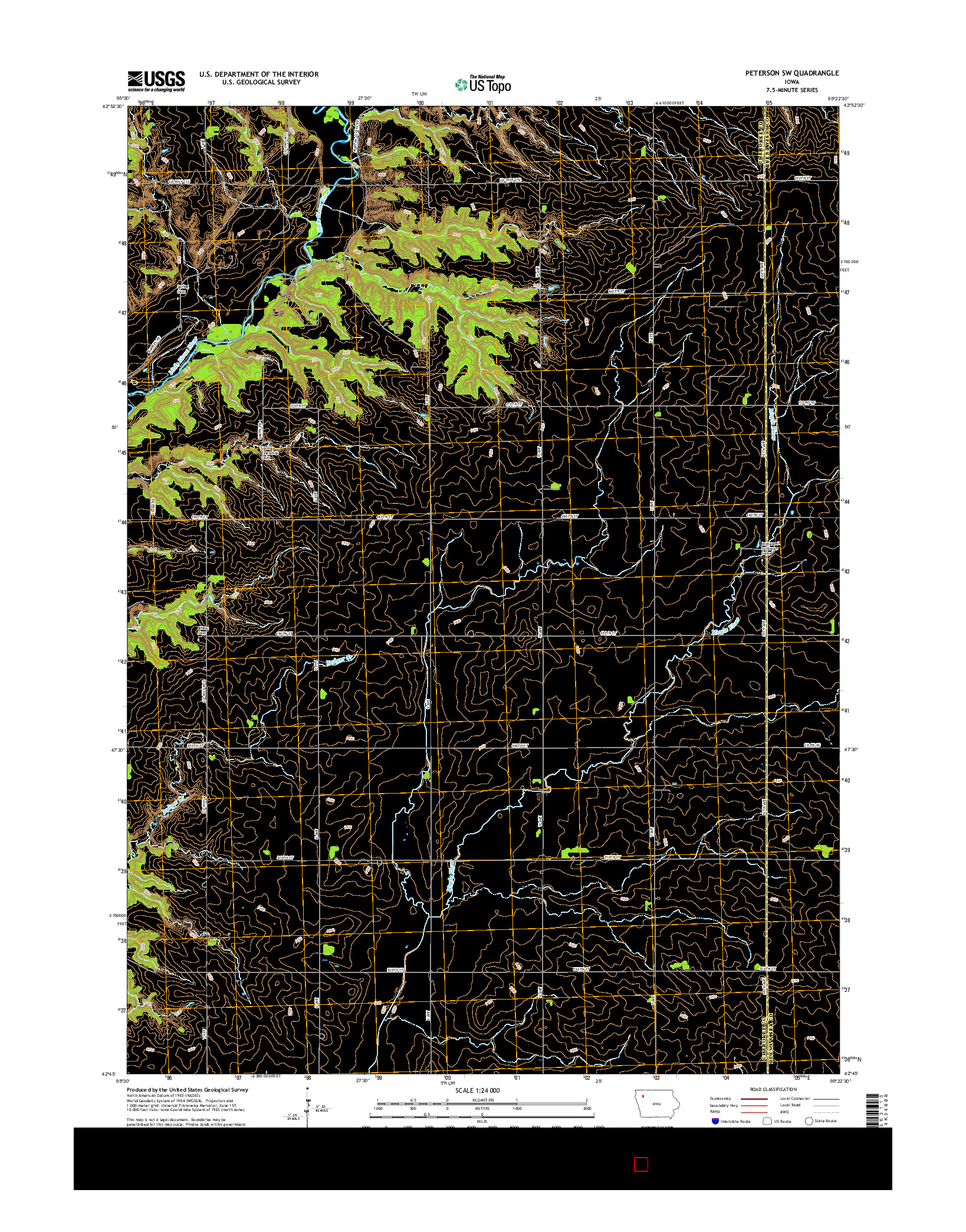 USGS US TOPO 7.5-MINUTE MAP FOR PETERSON SW, IA 2015