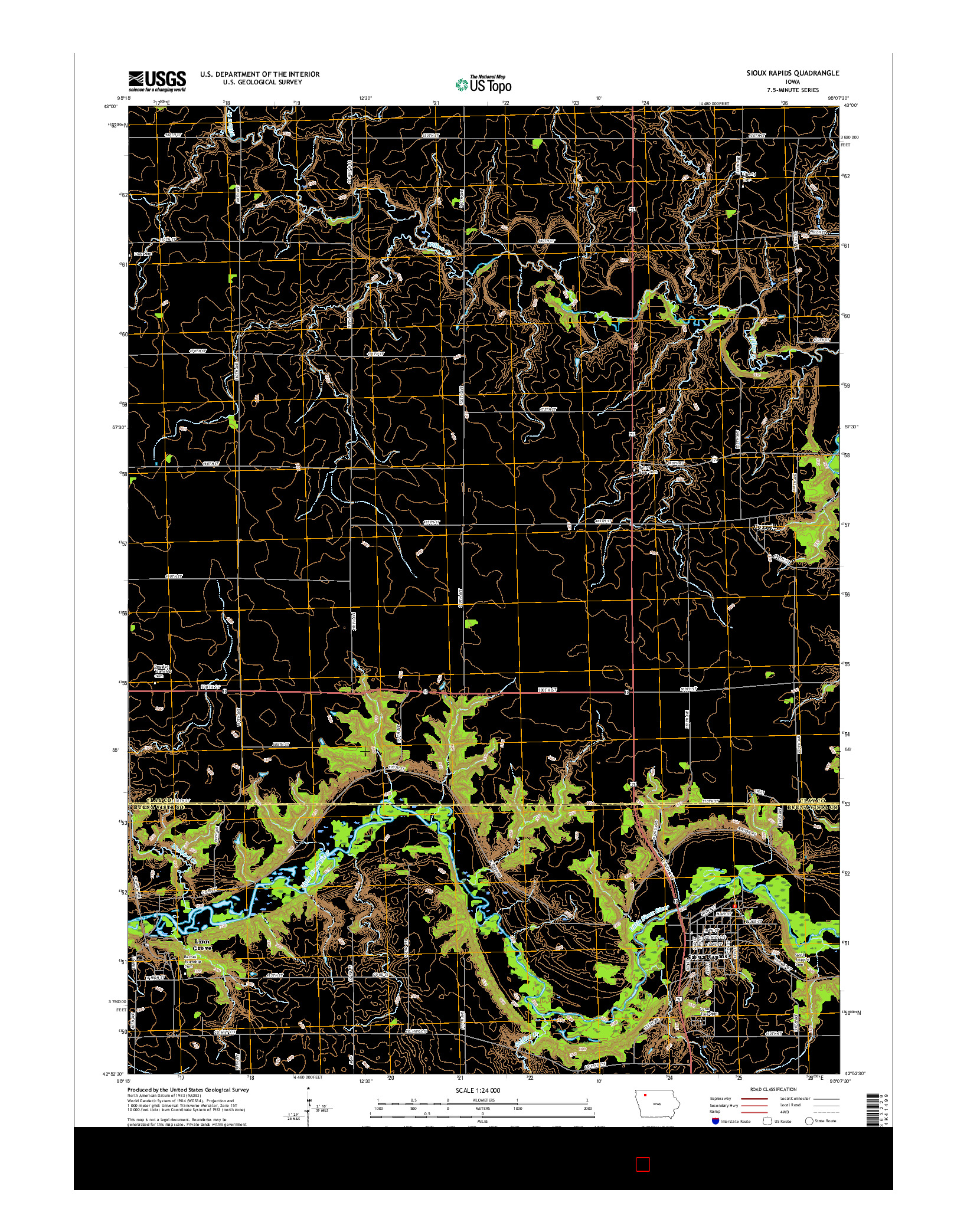 USGS US TOPO 7.5-MINUTE MAP FOR SIOUX RAPIDS, IA 2015