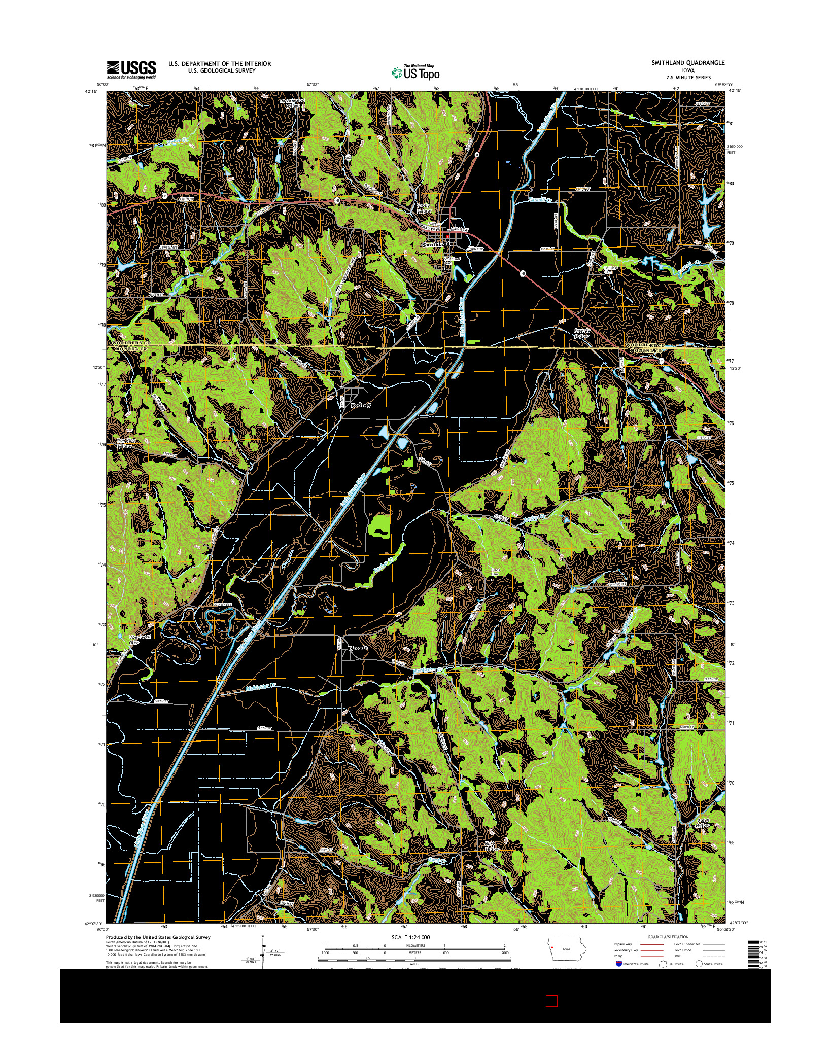 USGS US TOPO 7.5-MINUTE MAP FOR SMITHLAND, IA 2015
