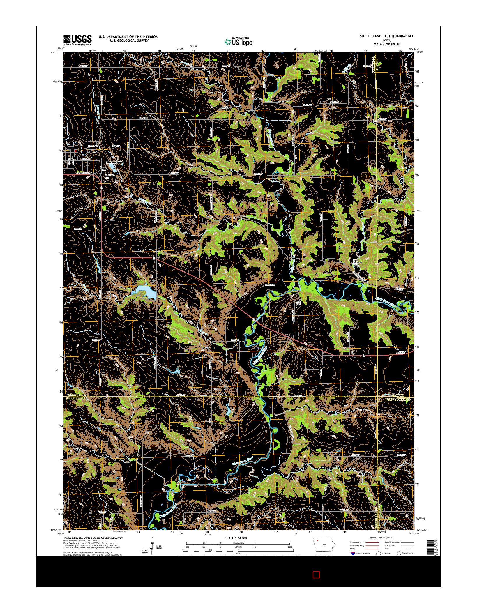 USGS US TOPO 7.5-MINUTE MAP FOR SUTHERLAND EAST, IA 2015