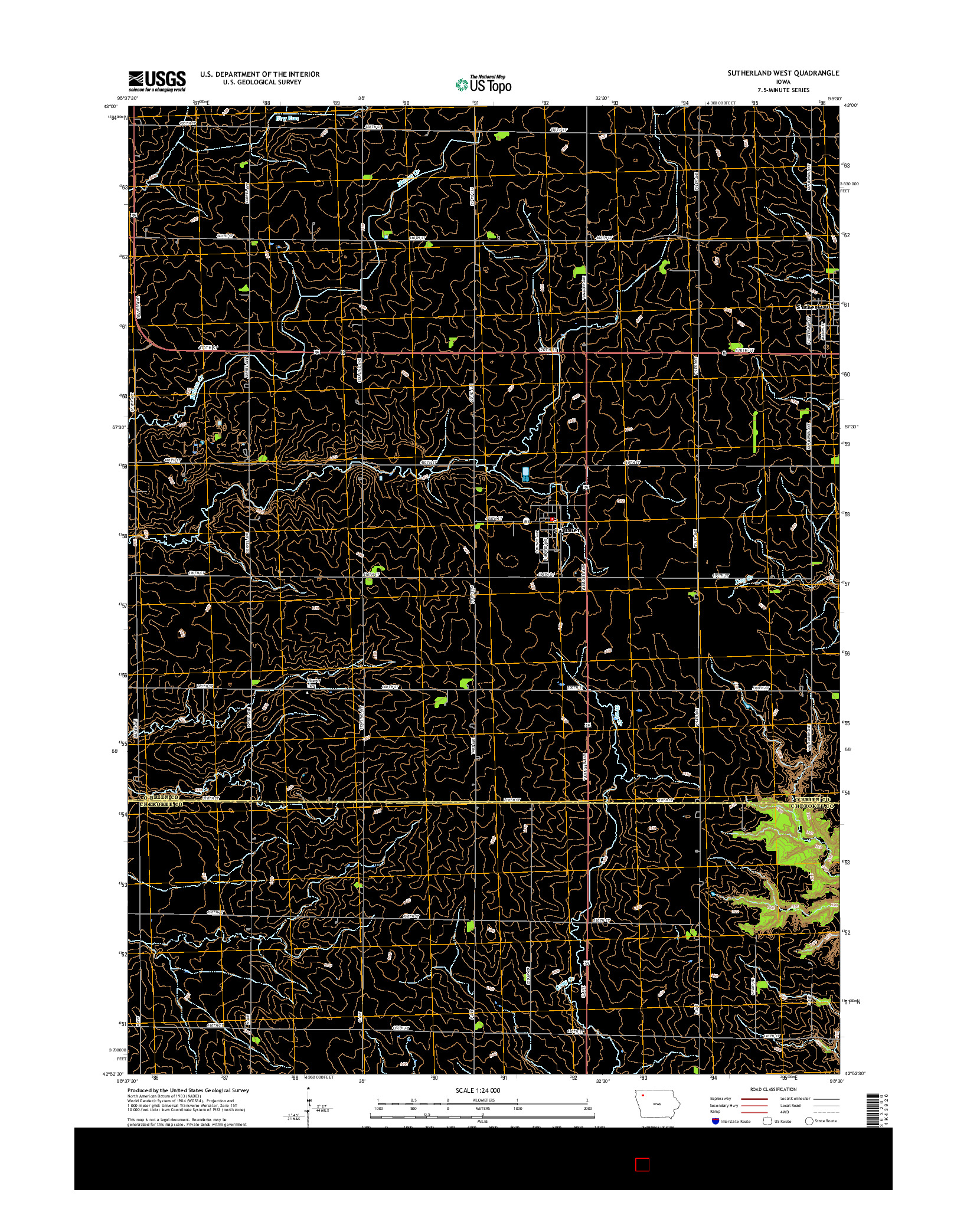 USGS US TOPO 7.5-MINUTE MAP FOR SUTHERLAND WEST, IA 2015