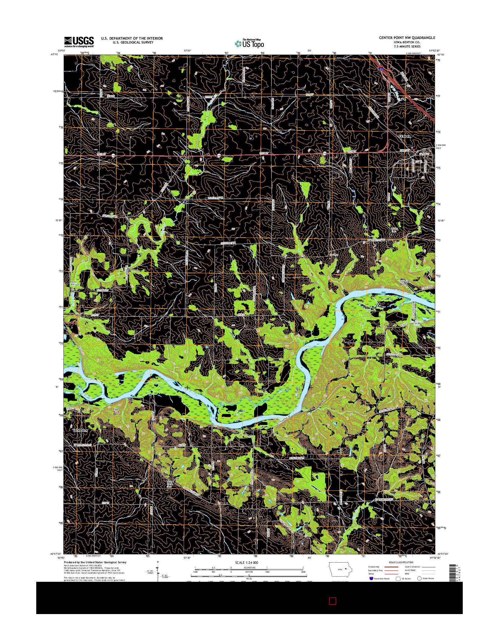 USGS US TOPO 7.5-MINUTE MAP FOR CENTER POINT NW, IA 2015