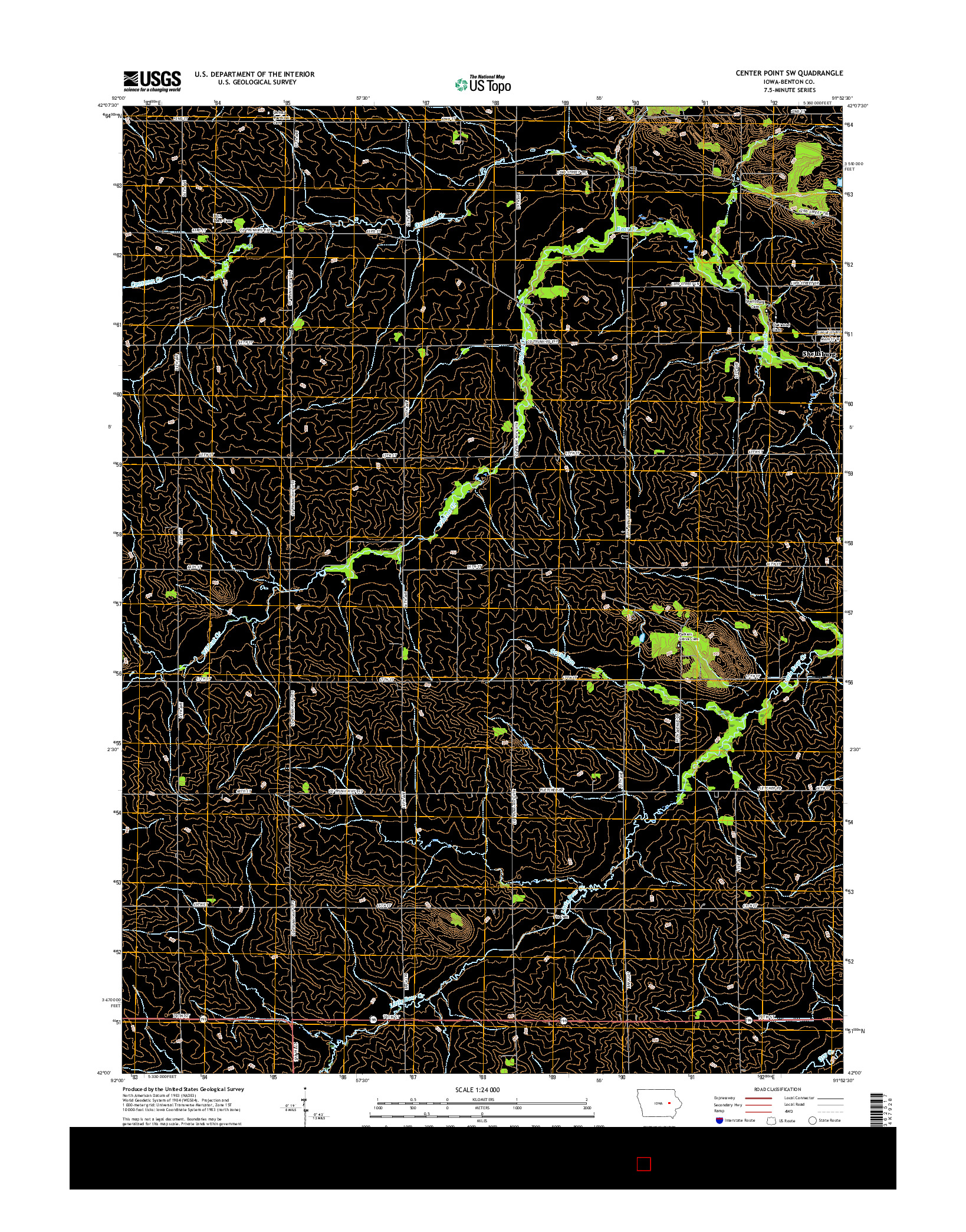 USGS US TOPO 7.5-MINUTE MAP FOR CENTER POINT SW, IA 2015