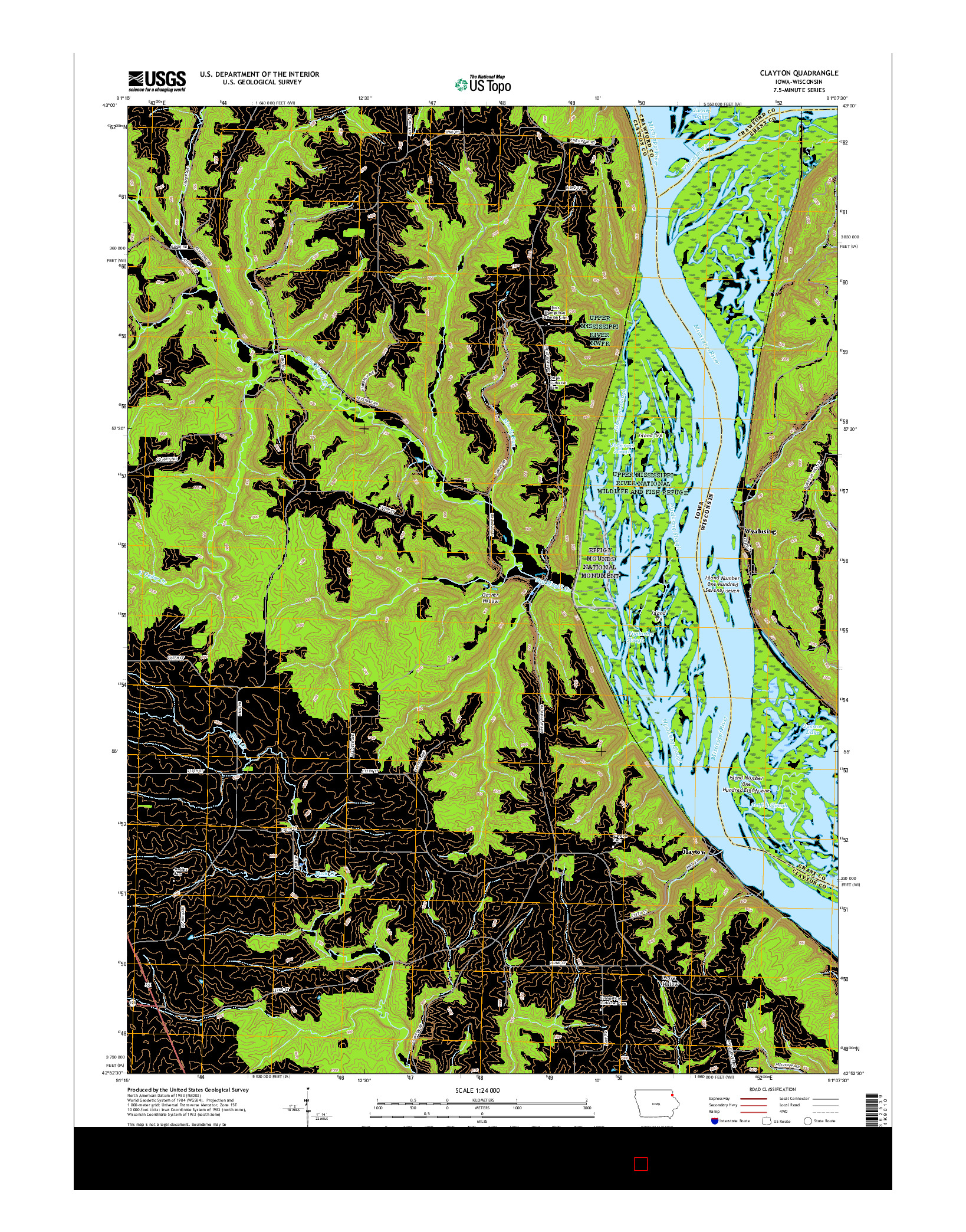 USGS US TOPO 7.5-MINUTE MAP FOR CLAYTON, IA-WI 2015