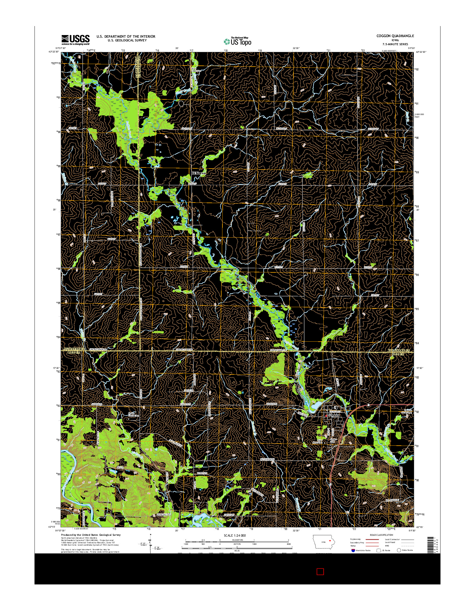 USGS US TOPO 7.5-MINUTE MAP FOR COGGON, IA 2015