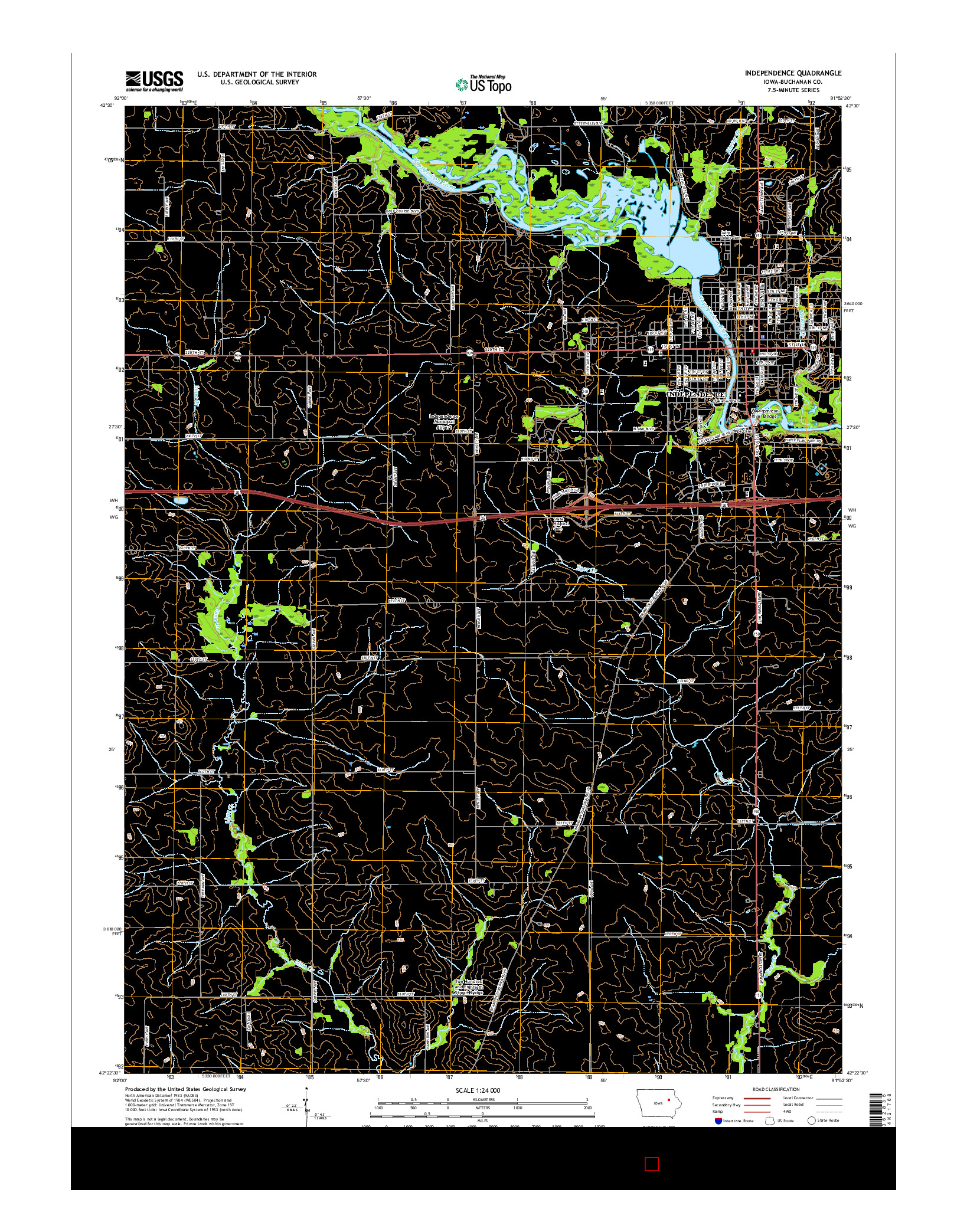 USGS US TOPO 7.5-MINUTE MAP FOR INDEPENDENCE, IA 2015