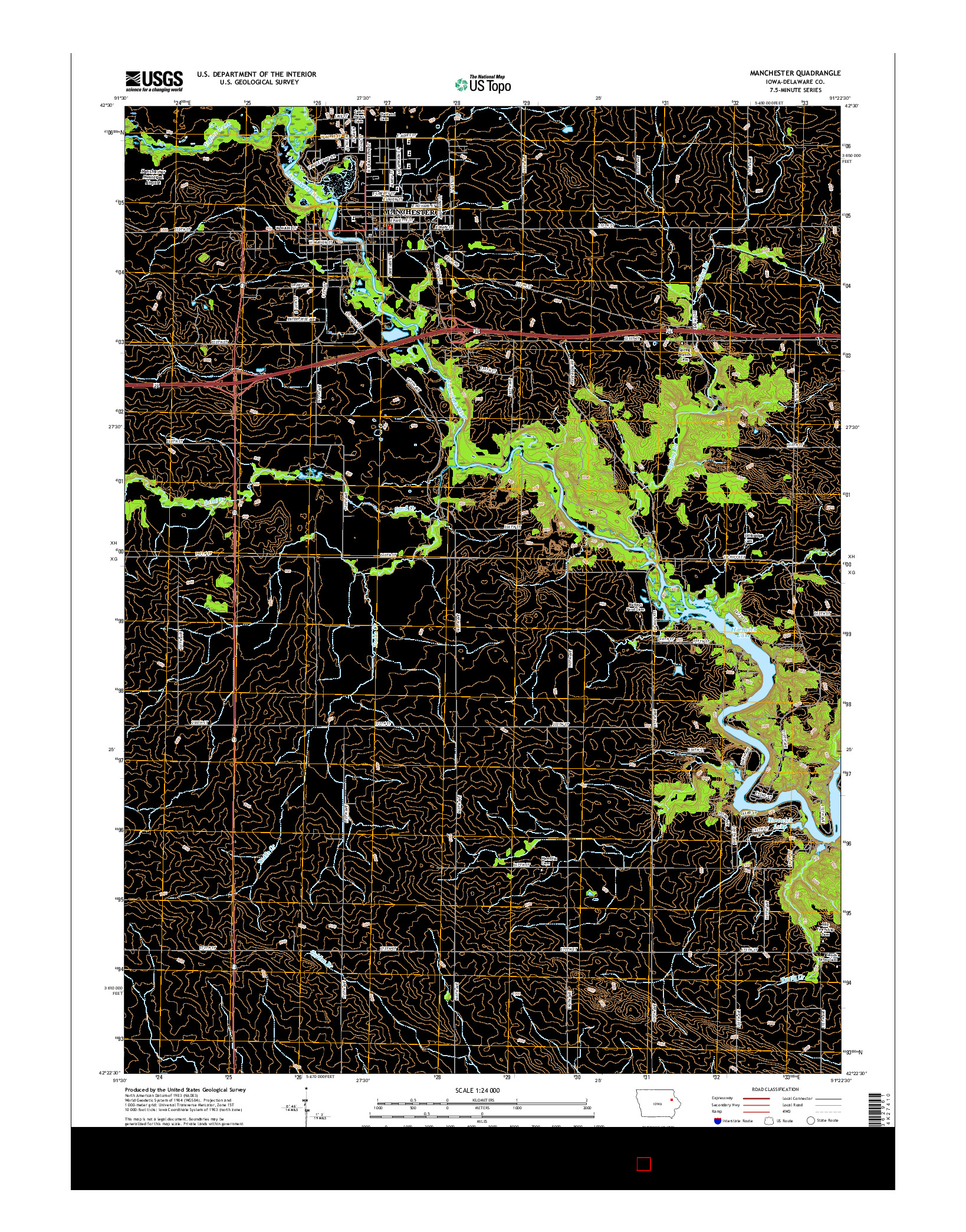USGS US TOPO 7.5-MINUTE MAP FOR MANCHESTER, IA 2015