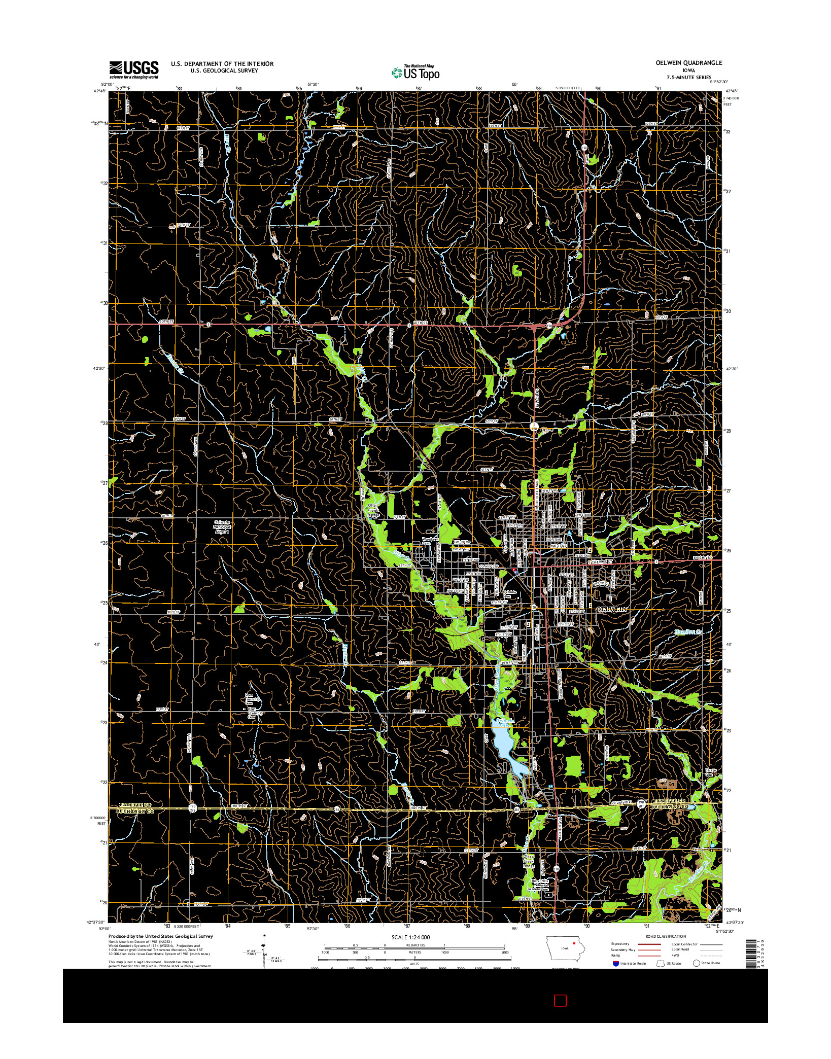 USGS US TOPO 7.5-MINUTE MAP FOR OELWEIN, IA 2015