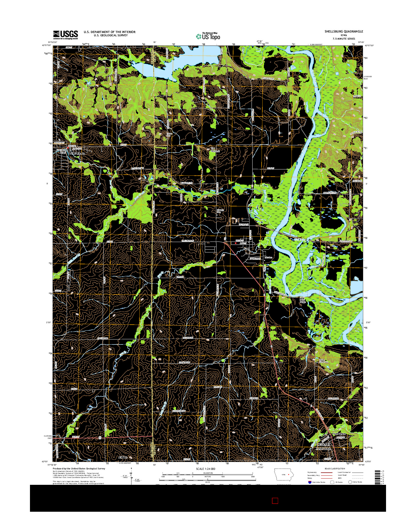 USGS US TOPO 7.5-MINUTE MAP FOR SHELLSBURG, IA 2015