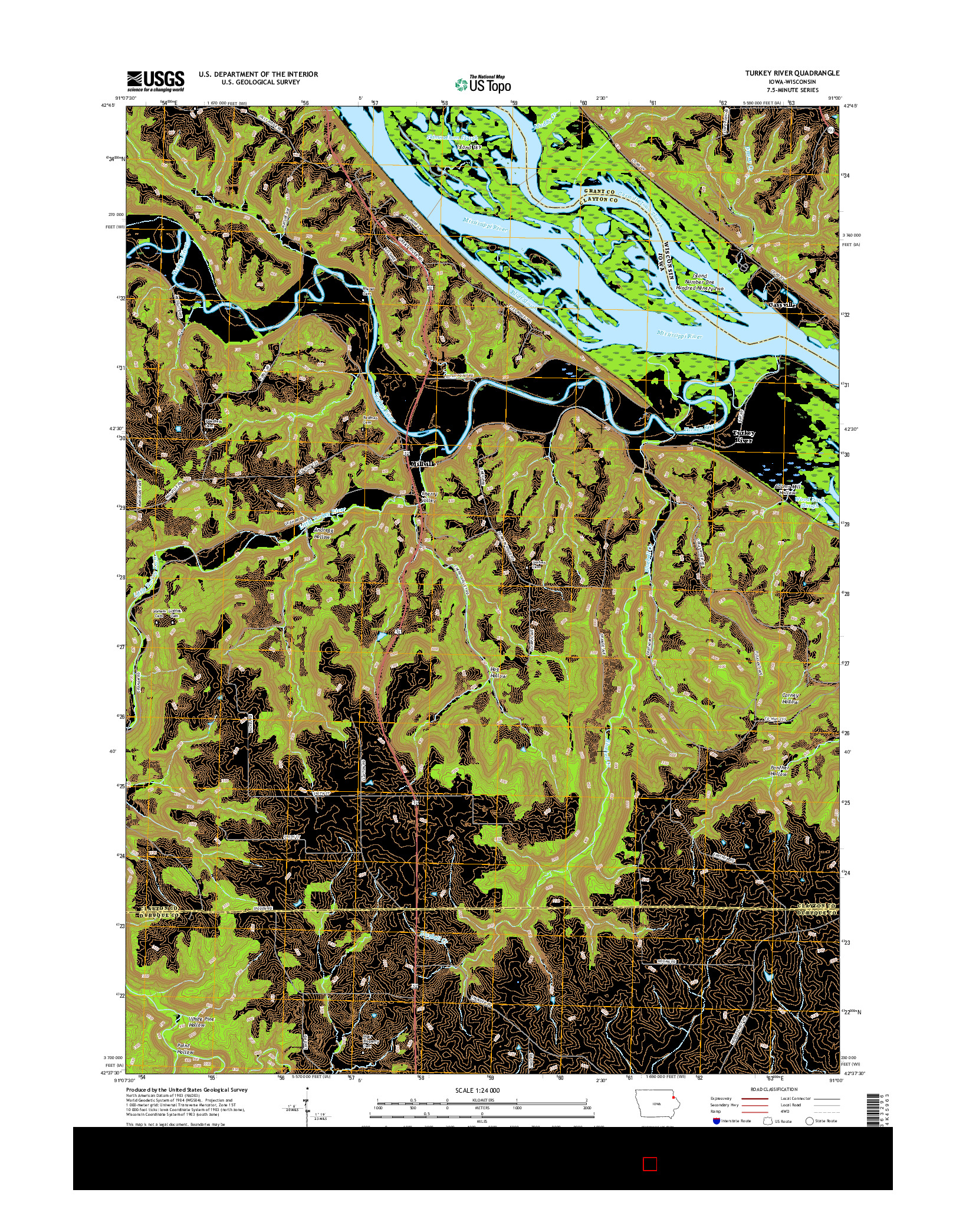 USGS US TOPO 7.5-MINUTE MAP FOR TURKEY RIVER, IA-WI 2015