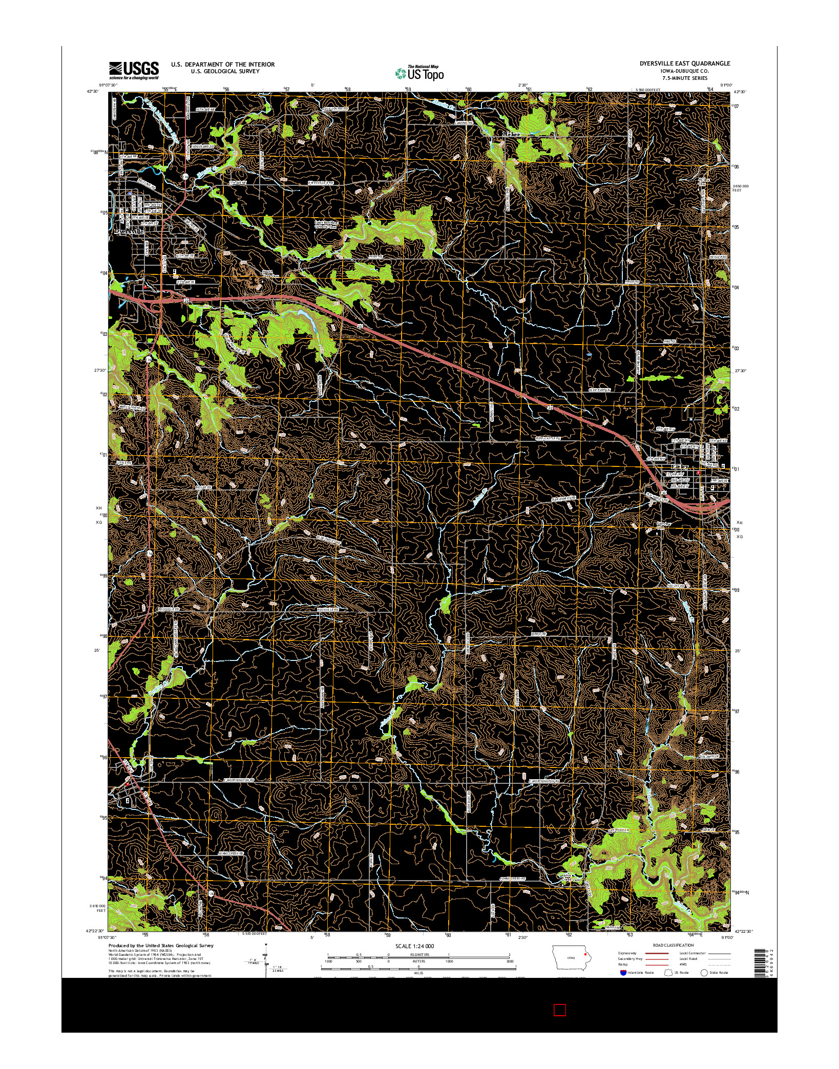 USGS US TOPO 7.5-MINUTE MAP FOR DYERSVILLE EAST, IA 2015