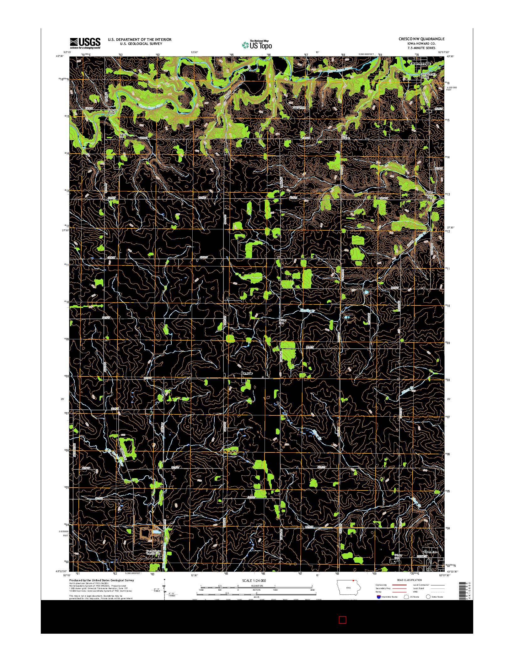 USGS US TOPO 7.5-MINUTE MAP FOR CRESCO NW, IA 2015
