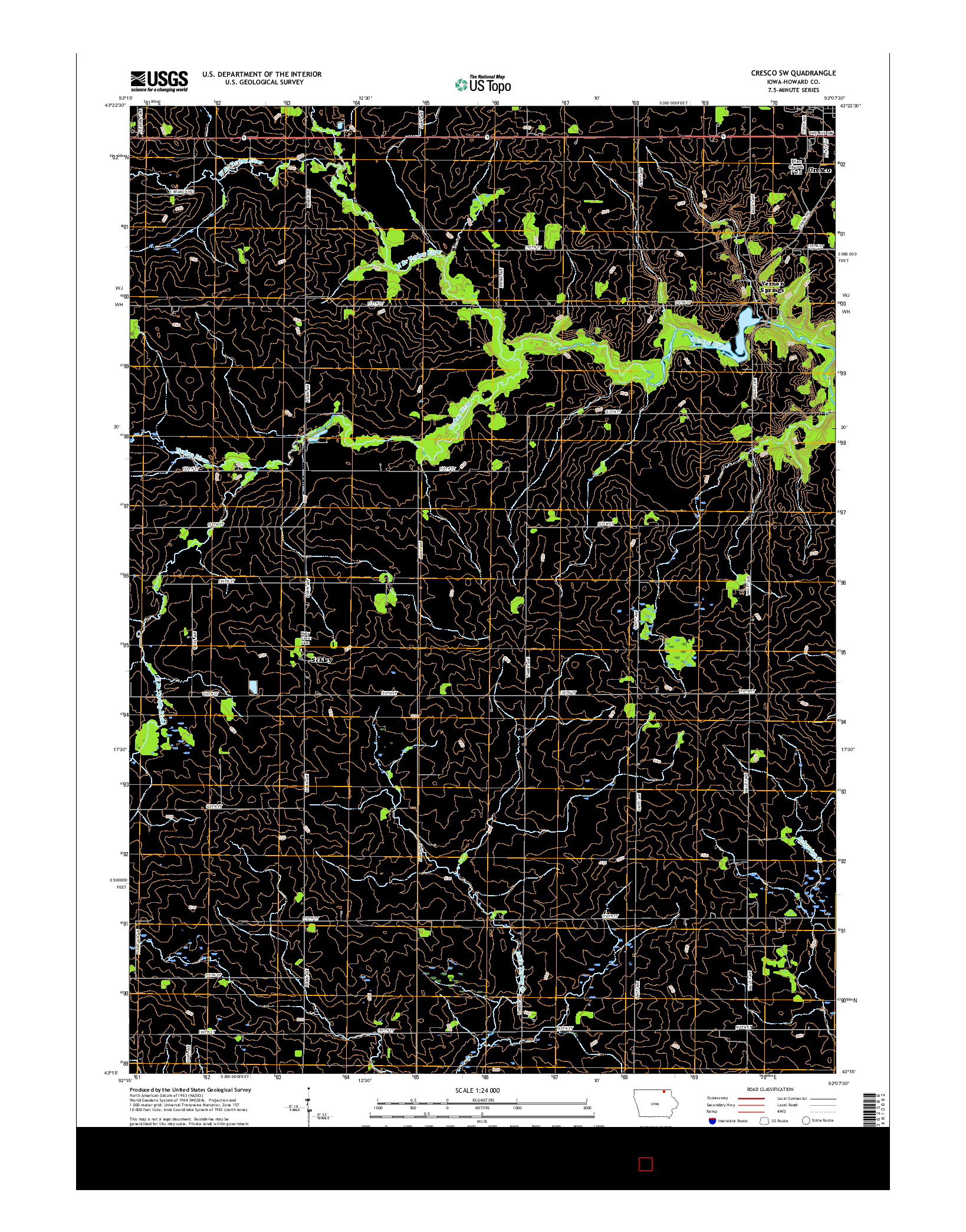 USGS US TOPO 7.5-MINUTE MAP FOR CRESCO SW, IA 2015