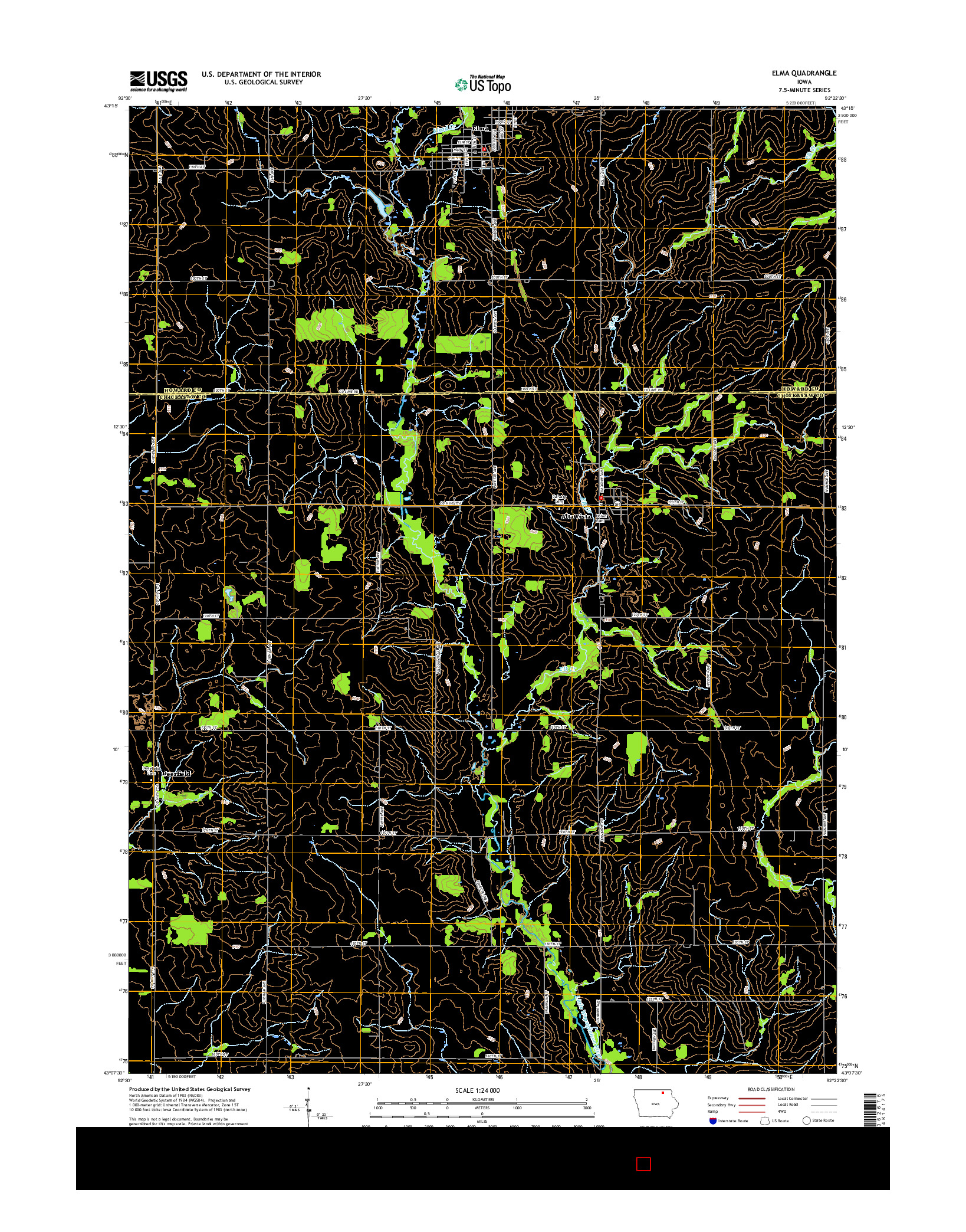 USGS US TOPO 7.5-MINUTE MAP FOR ELMA, IA 2015