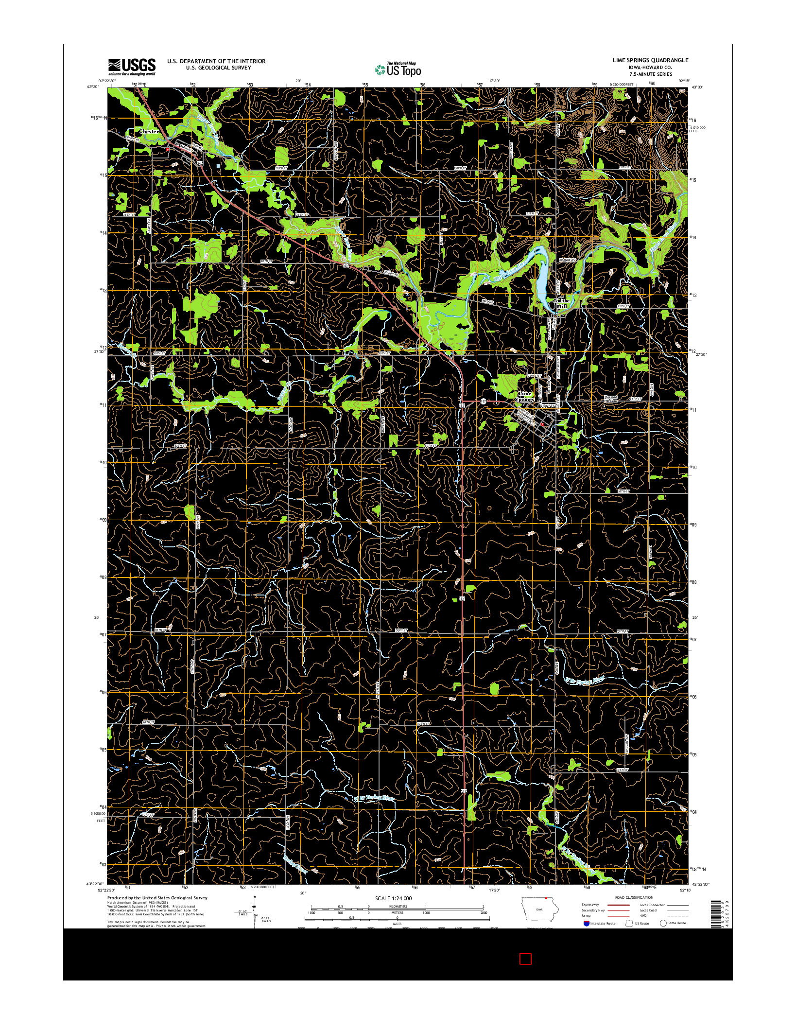 USGS US TOPO 7.5-MINUTE MAP FOR LIME SPRINGS, IA 2015