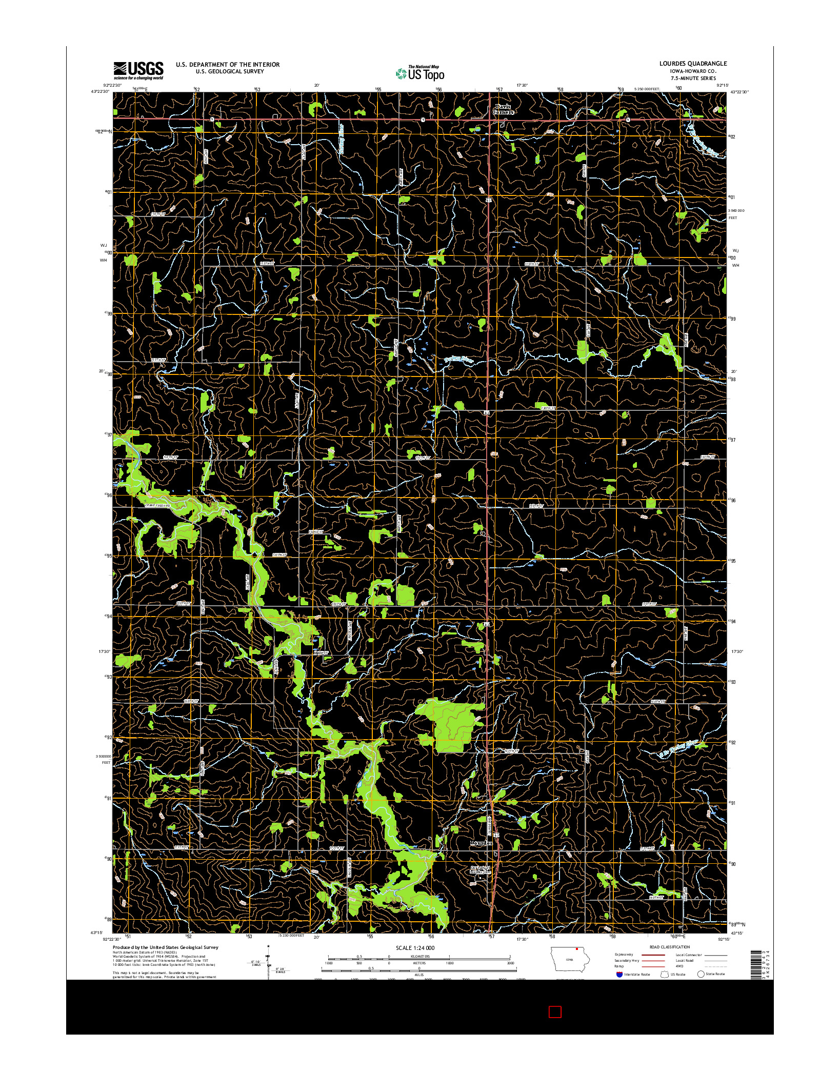 USGS US TOPO 7.5-MINUTE MAP FOR LOURDES, IA 2015