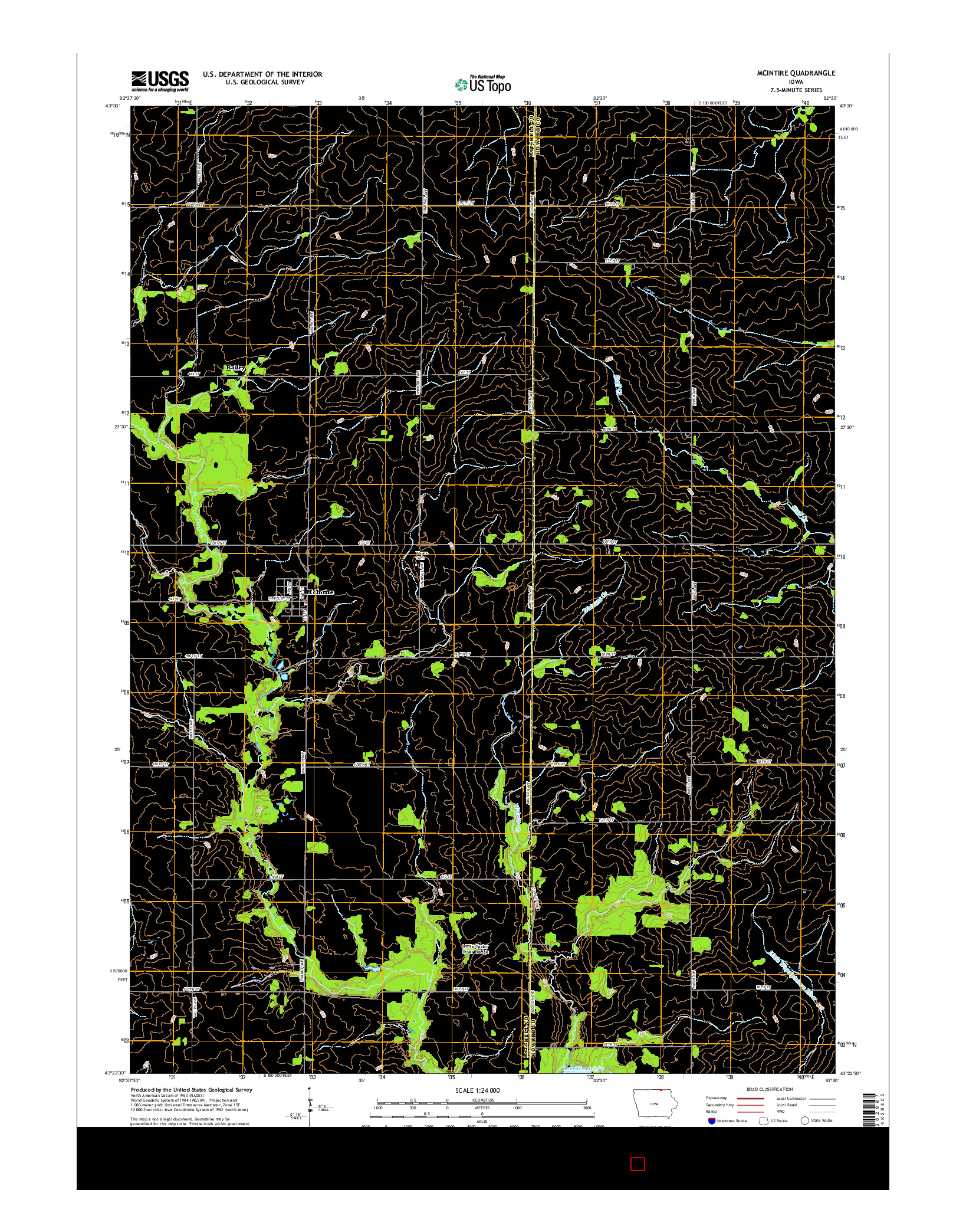 USGS US TOPO 7.5-MINUTE MAP FOR MCINTIRE, IA 2015