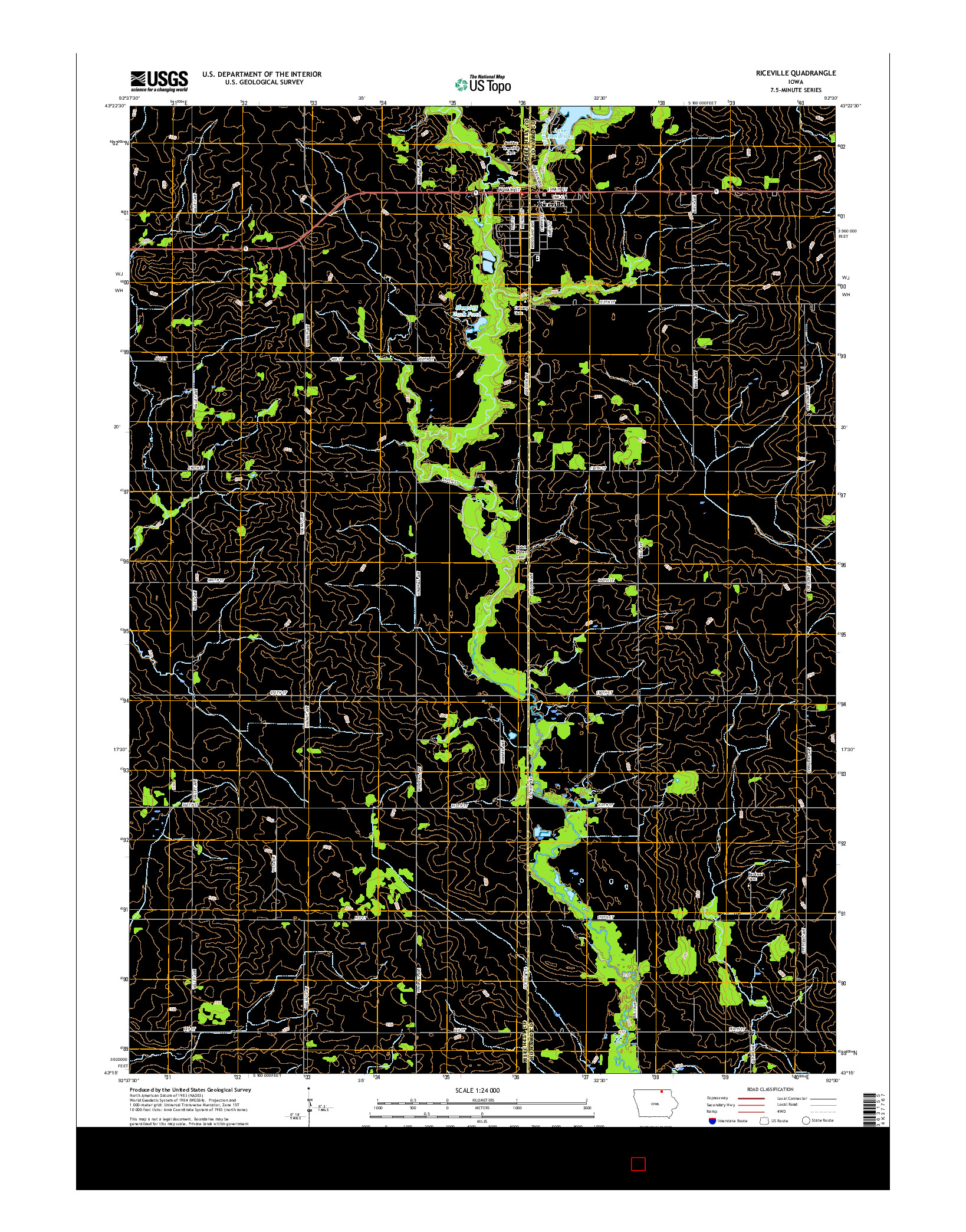 USGS US TOPO 7.5-MINUTE MAP FOR RICEVILLE, IA 2015