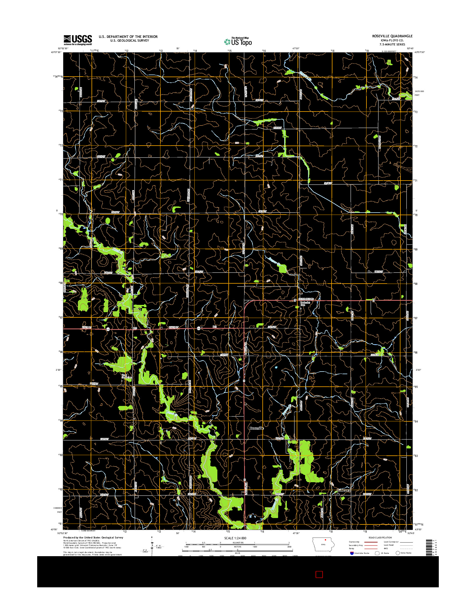 USGS US TOPO 7.5-MINUTE MAP FOR ROSEVILLE, IA 2015