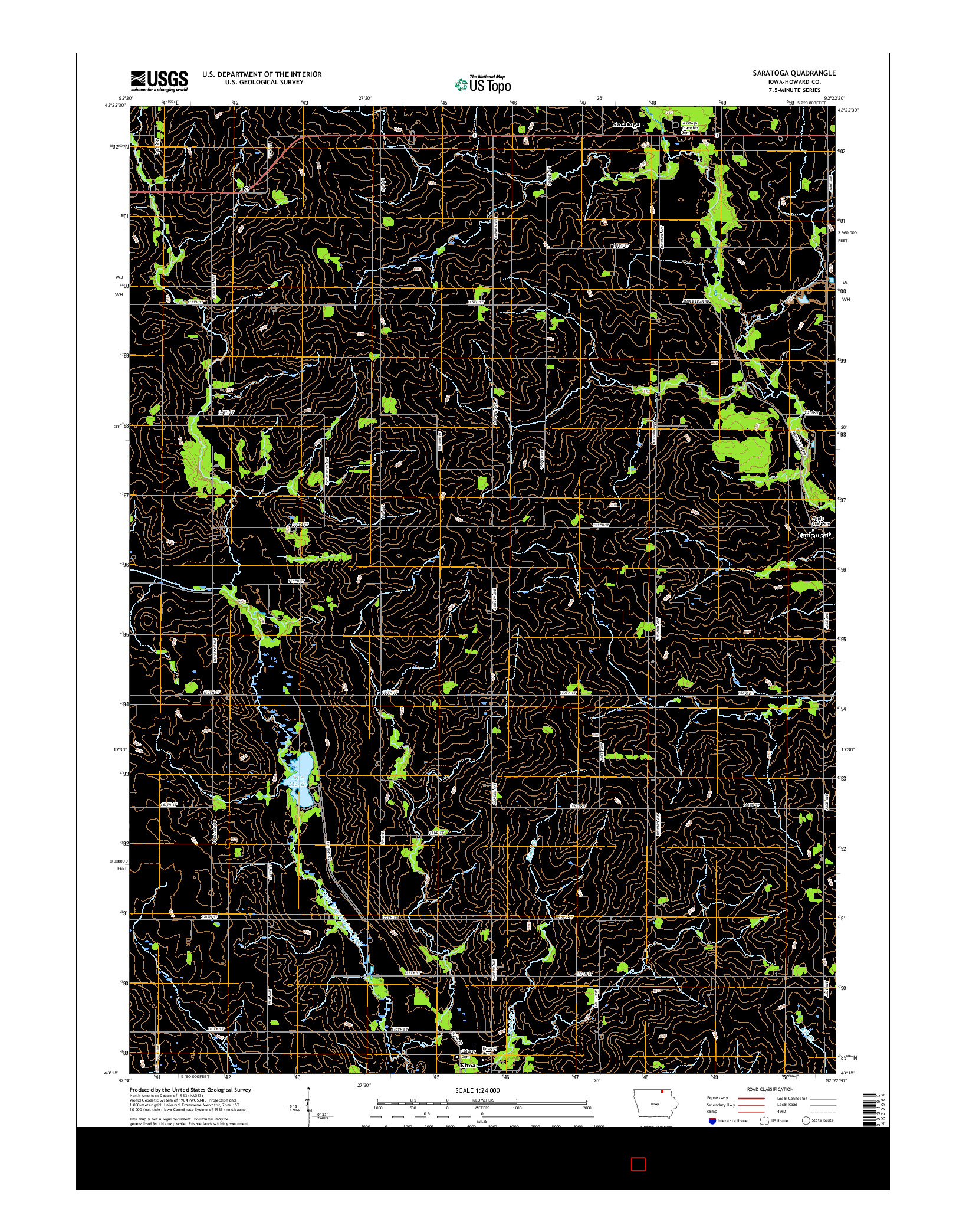 USGS US TOPO 7.5-MINUTE MAP FOR SARATOGA, IA 2015