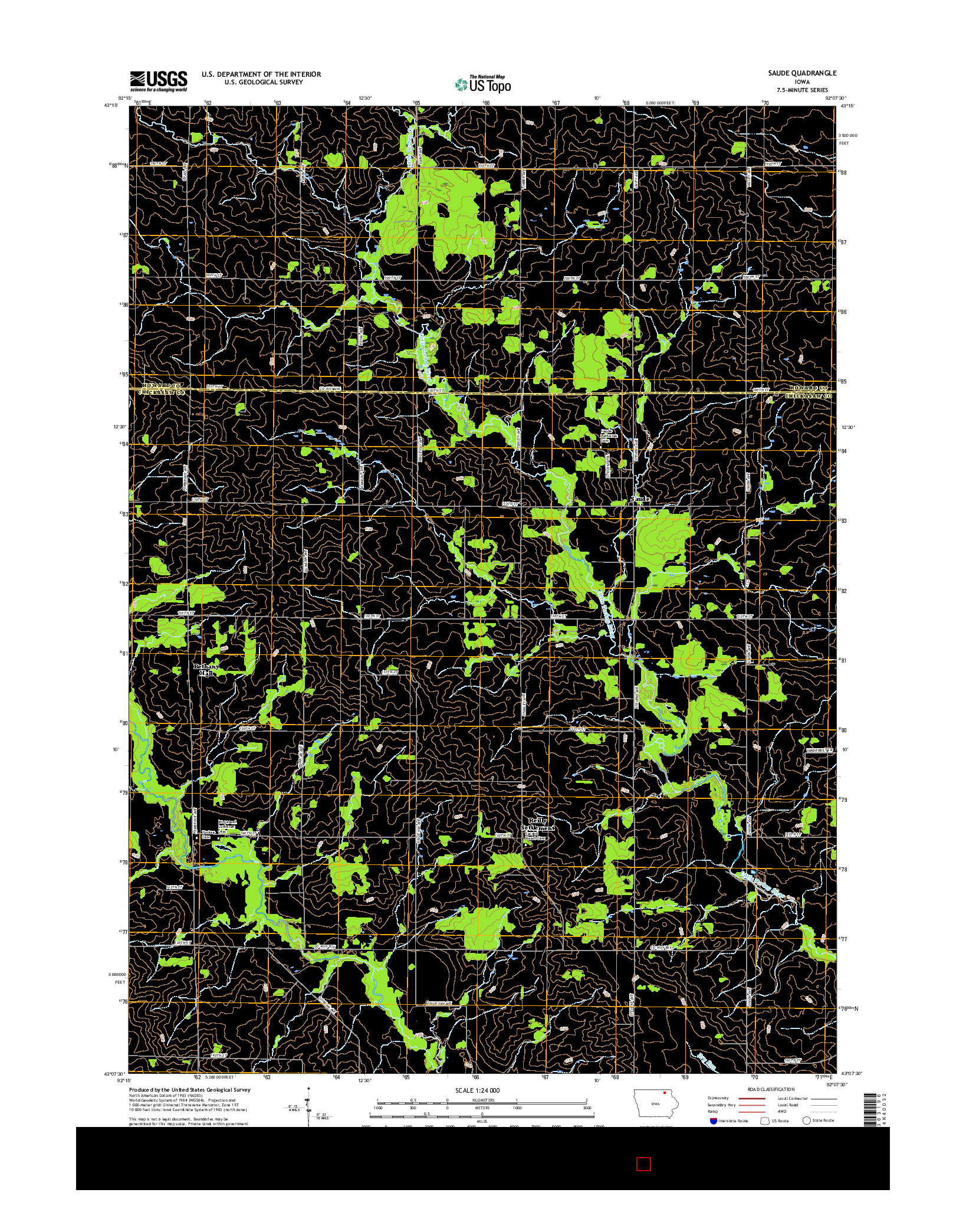 USGS US TOPO 7.5-MINUTE MAP FOR SAUDE, IA 2015