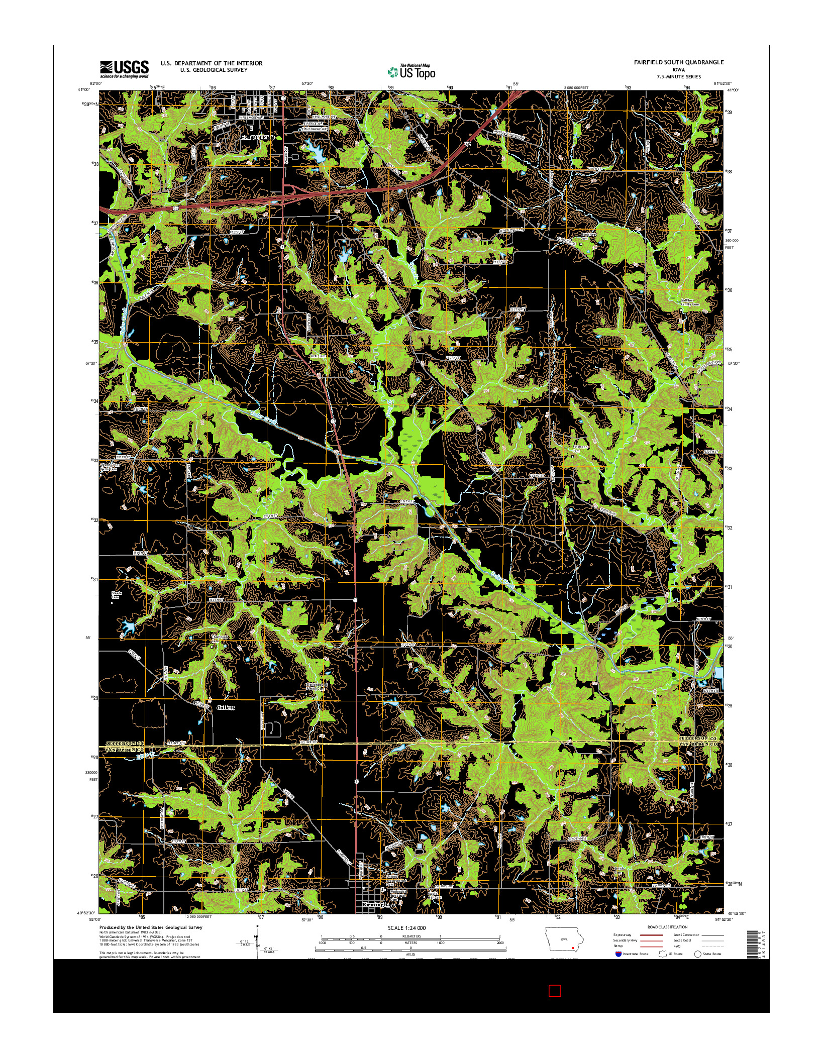 USGS US TOPO 7.5-MINUTE MAP FOR FAIRFIELD SOUTH, IA 2015