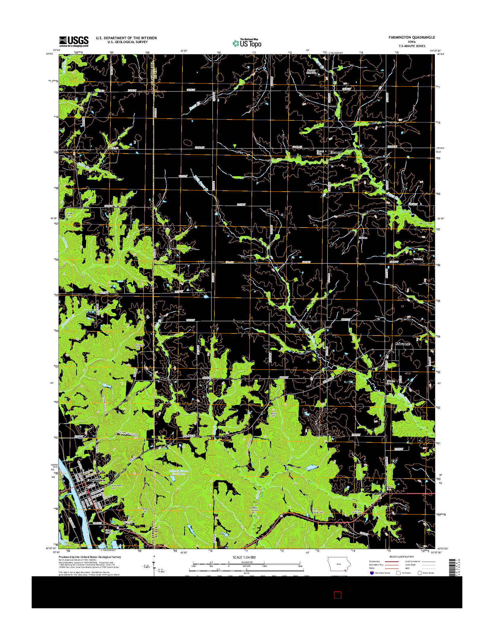 USGS US TOPO 7.5-MINUTE MAP FOR FARMINGTON, IA 2015