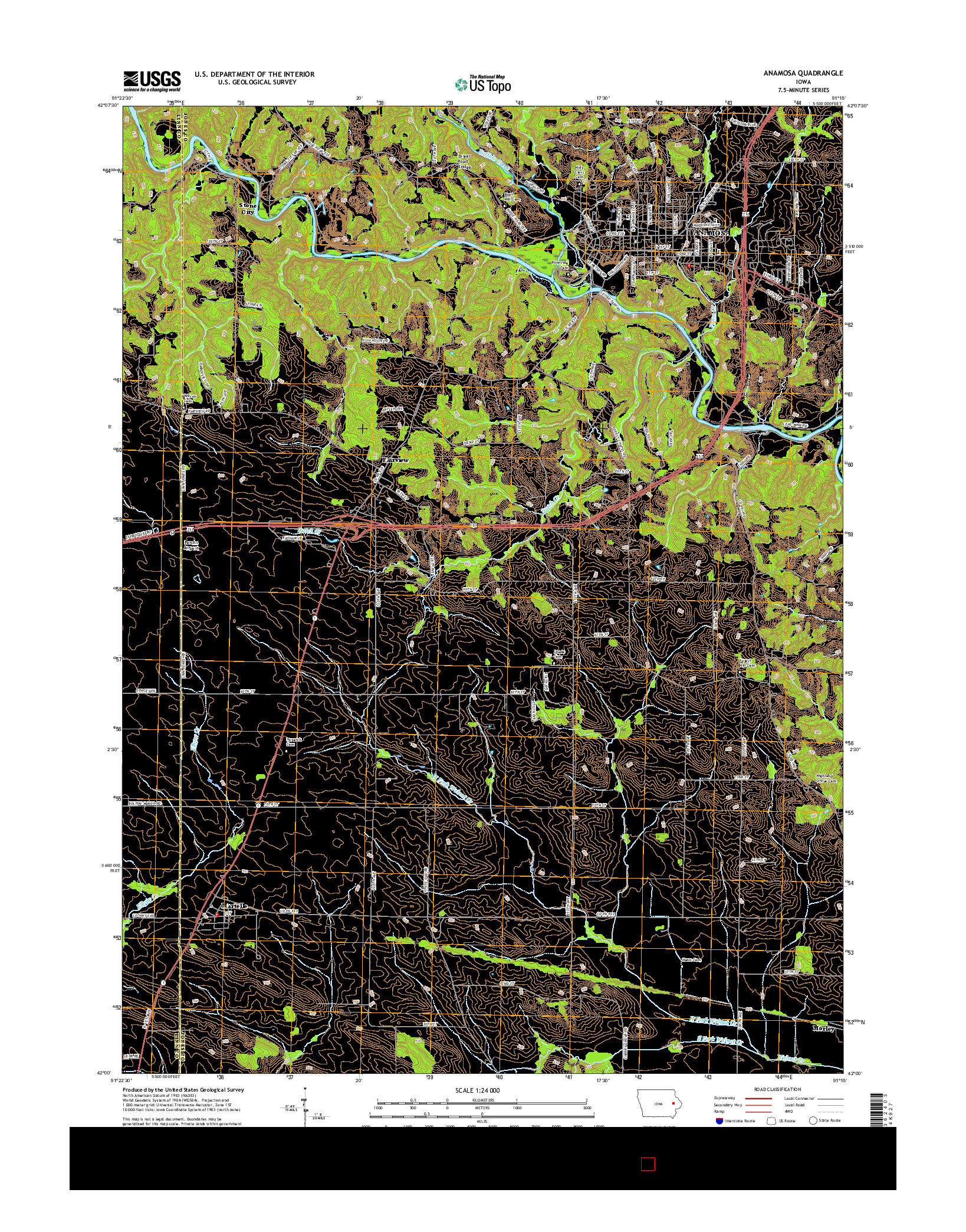 USGS US TOPO 7.5-MINUTE MAP FOR ANAMOSA, IA 2015