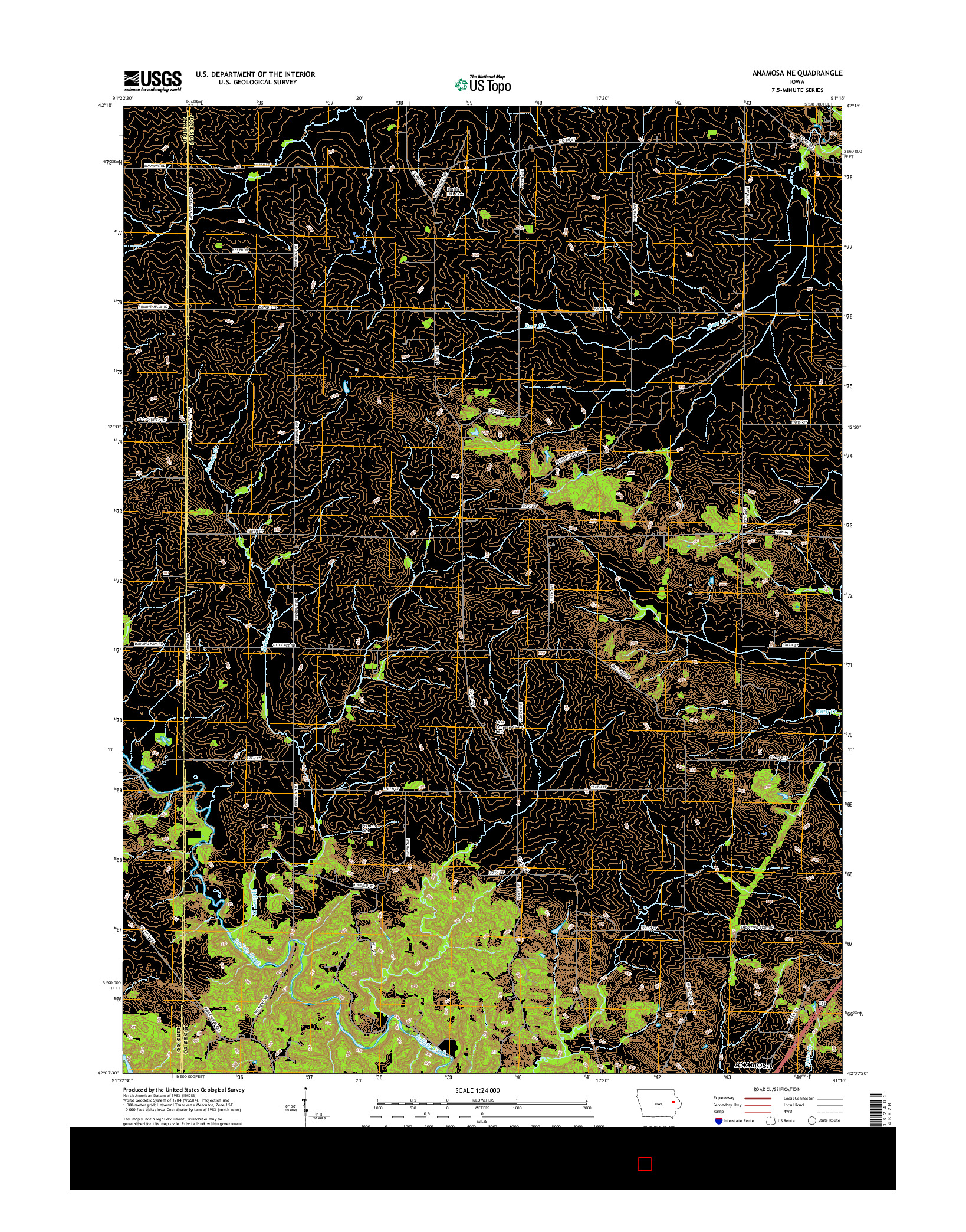 USGS US TOPO 7.5-MINUTE MAP FOR ANAMOSA NE, IA 2015