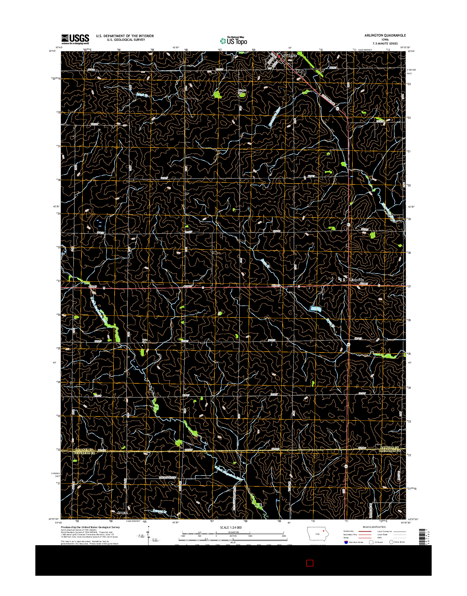 USGS US TOPO 7.5-MINUTE MAP FOR ARLINGTON, IA 2015