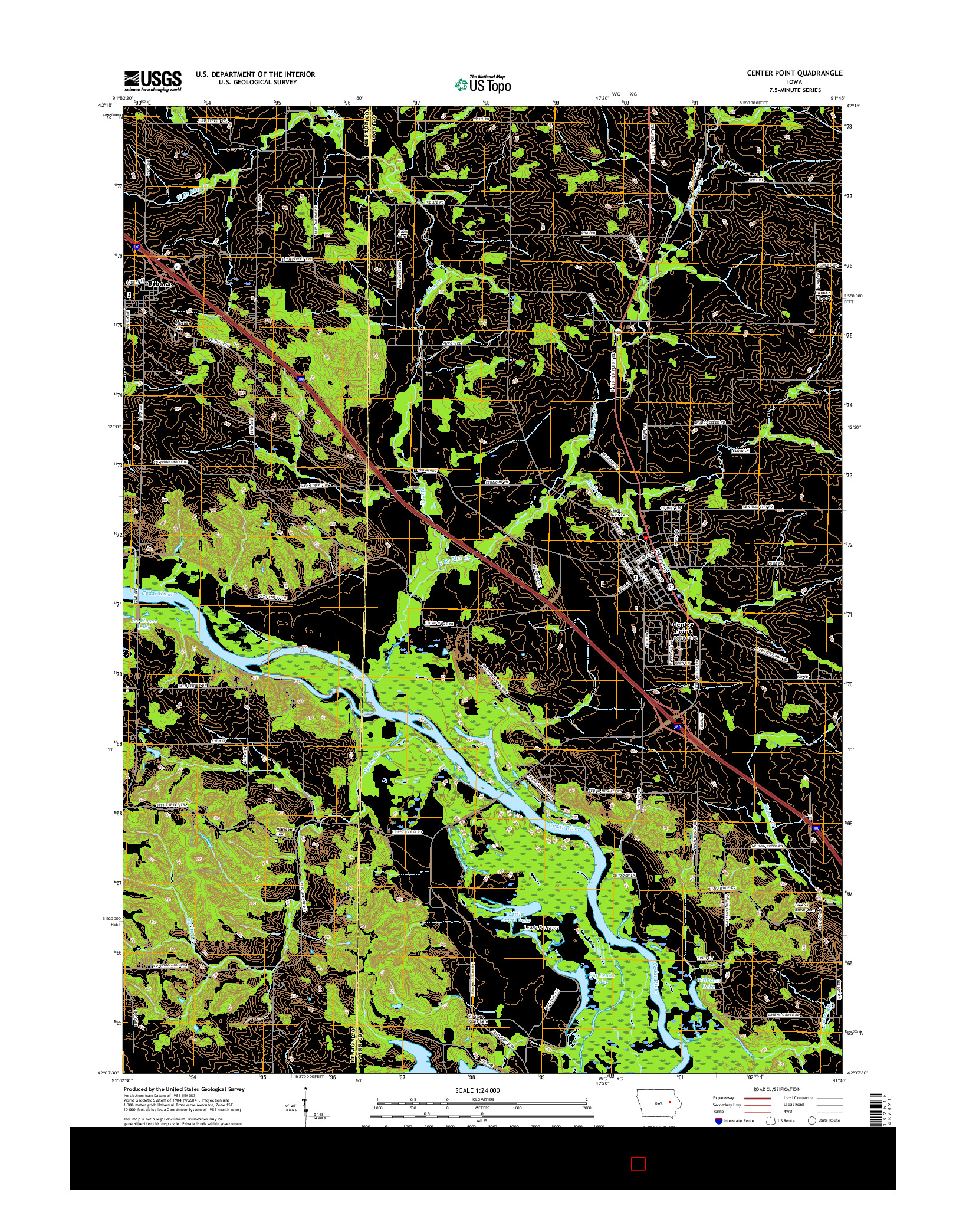 USGS US TOPO 7.5-MINUTE MAP FOR CENTER POINT, IA 2015