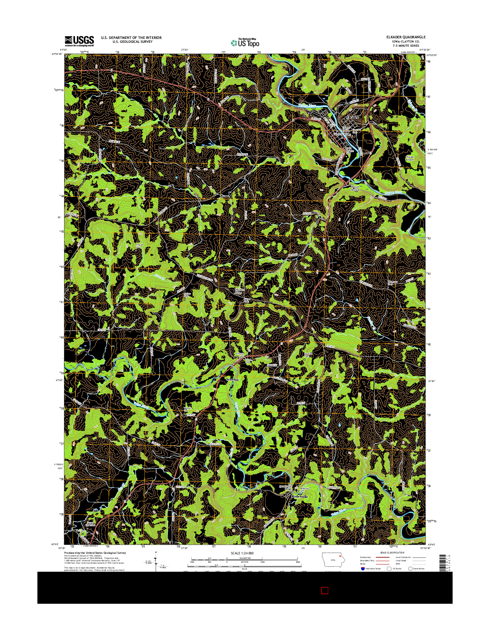 USGS US TOPO 7.5-MINUTE MAP FOR ELKADER, IA 2015