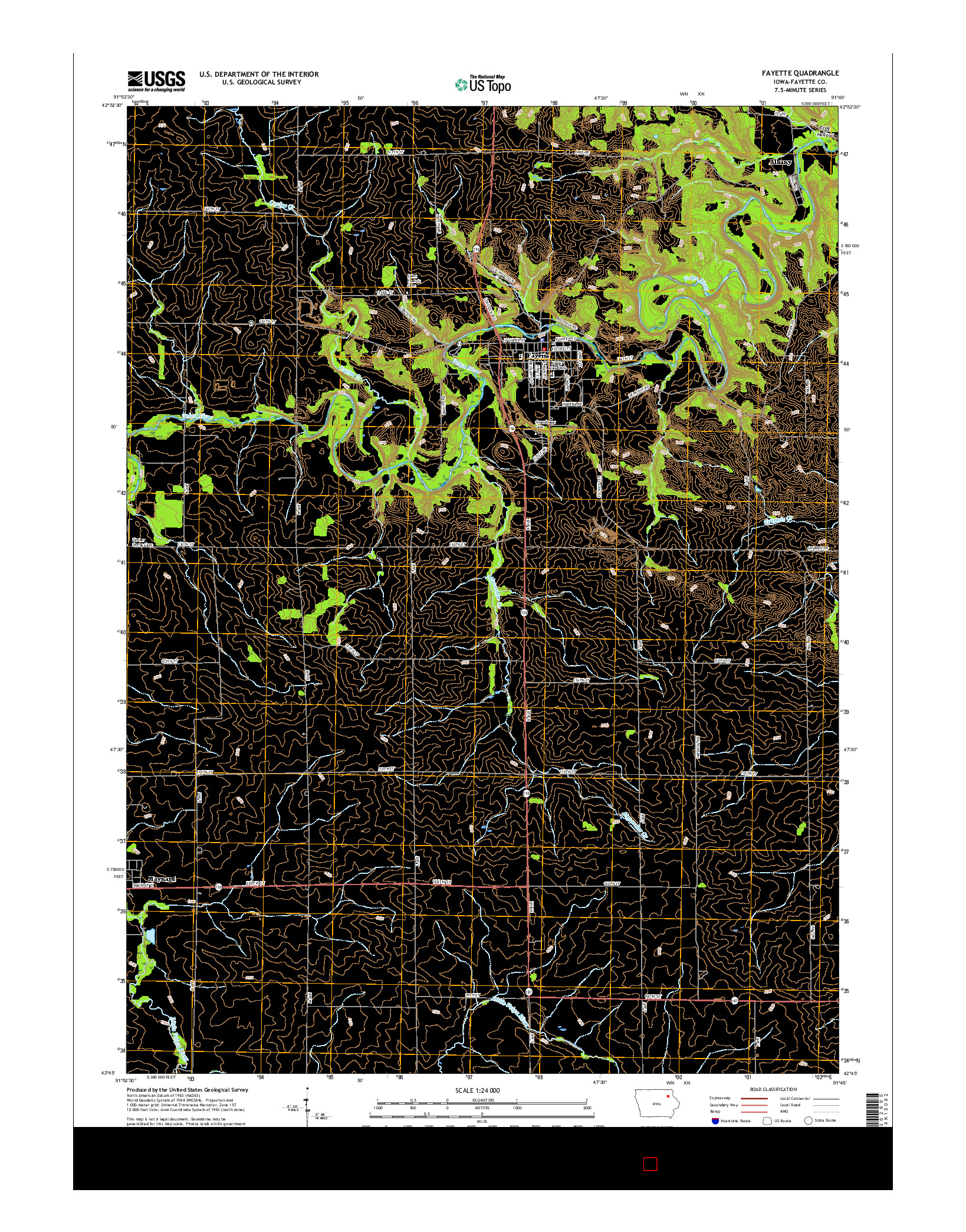 USGS US TOPO 7.5-MINUTE MAP FOR FAYETTE, IA 2015