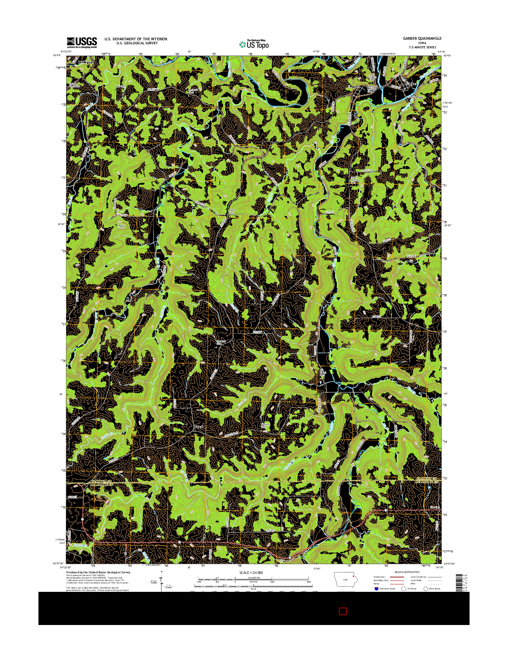 USGS US TOPO 7.5-MINUTE MAP FOR GARBER, IA 2015