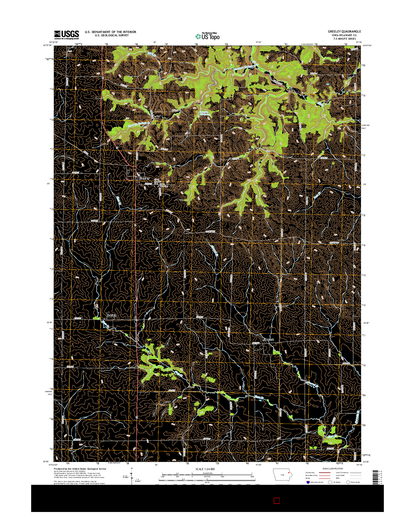 USGS US TOPO 7.5-MINUTE MAP FOR GREELEY, IA 2015