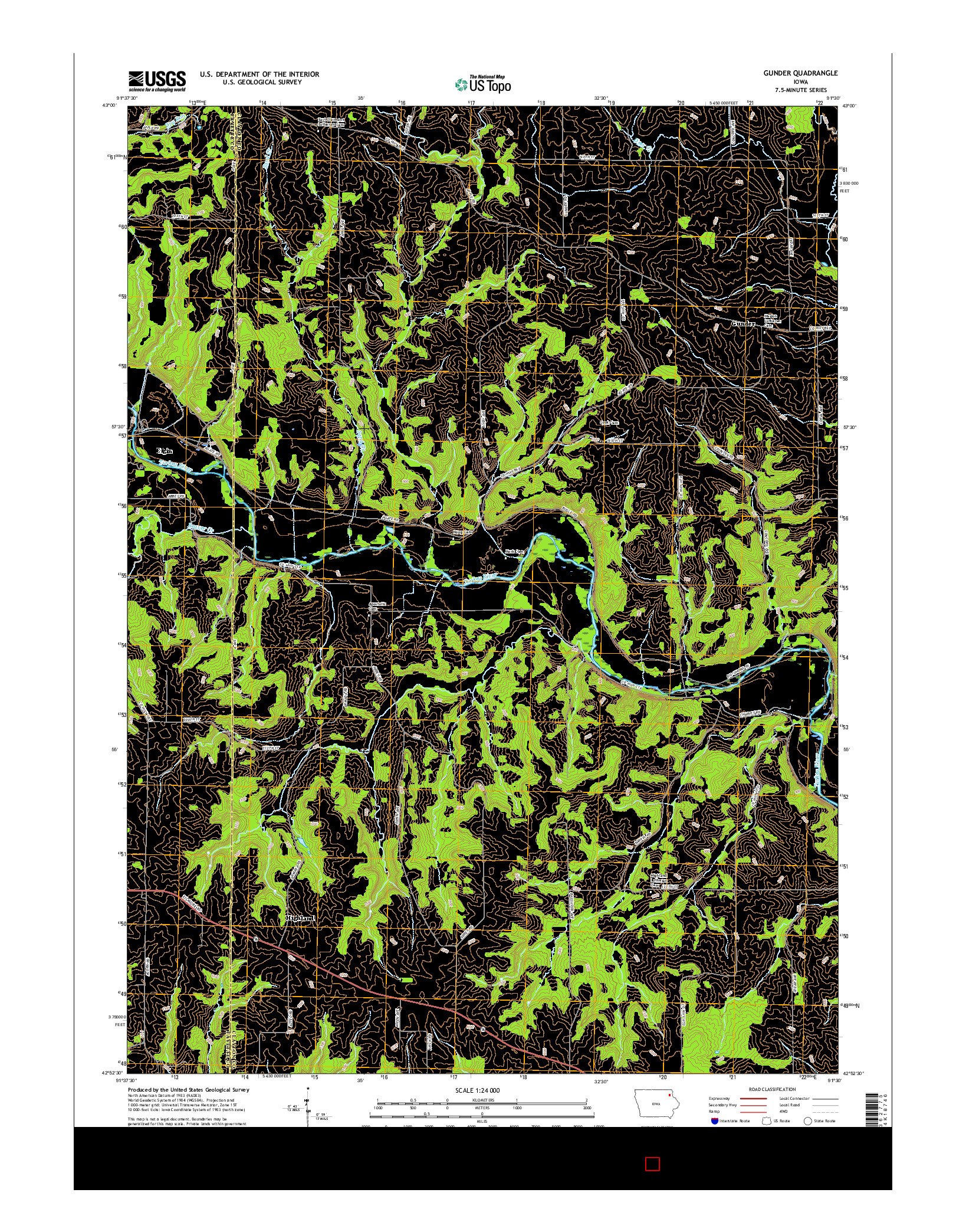USGS US TOPO 7.5-MINUTE MAP FOR GUNDER, IA 2015