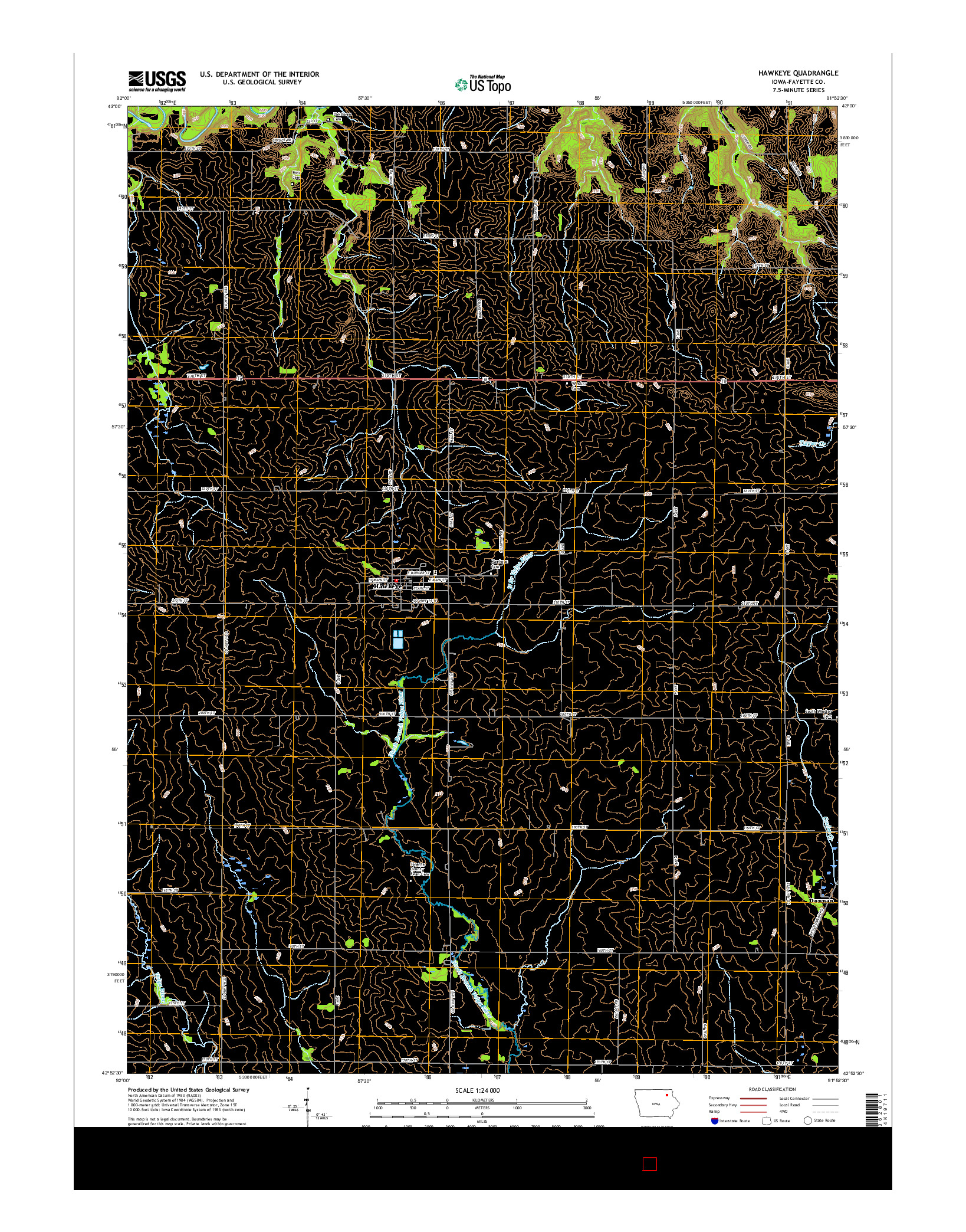 USGS US TOPO 7.5-MINUTE MAP FOR HAWKEYE, IA 2015