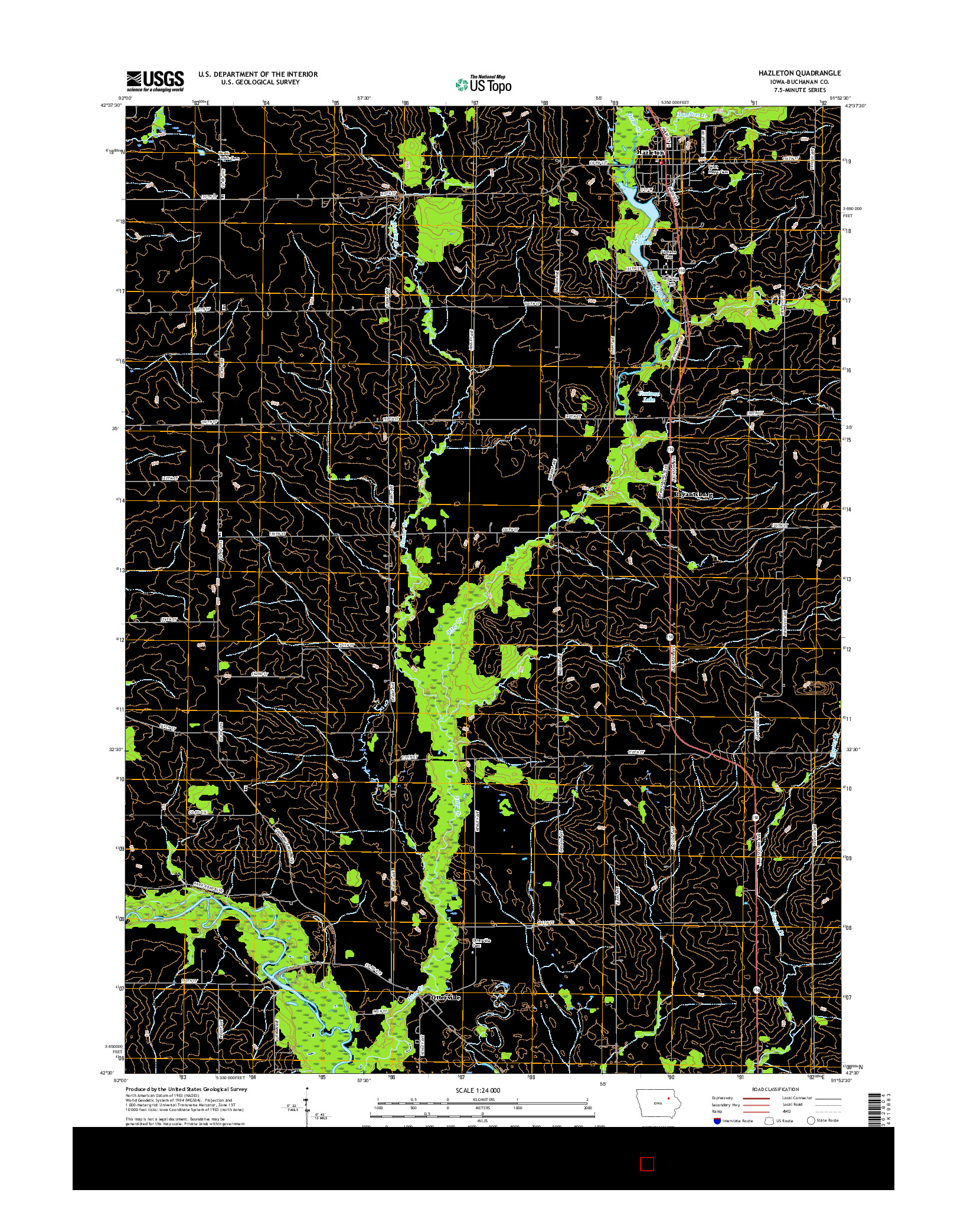 USGS US TOPO 7.5-MINUTE MAP FOR HAZLETON, IA 2015