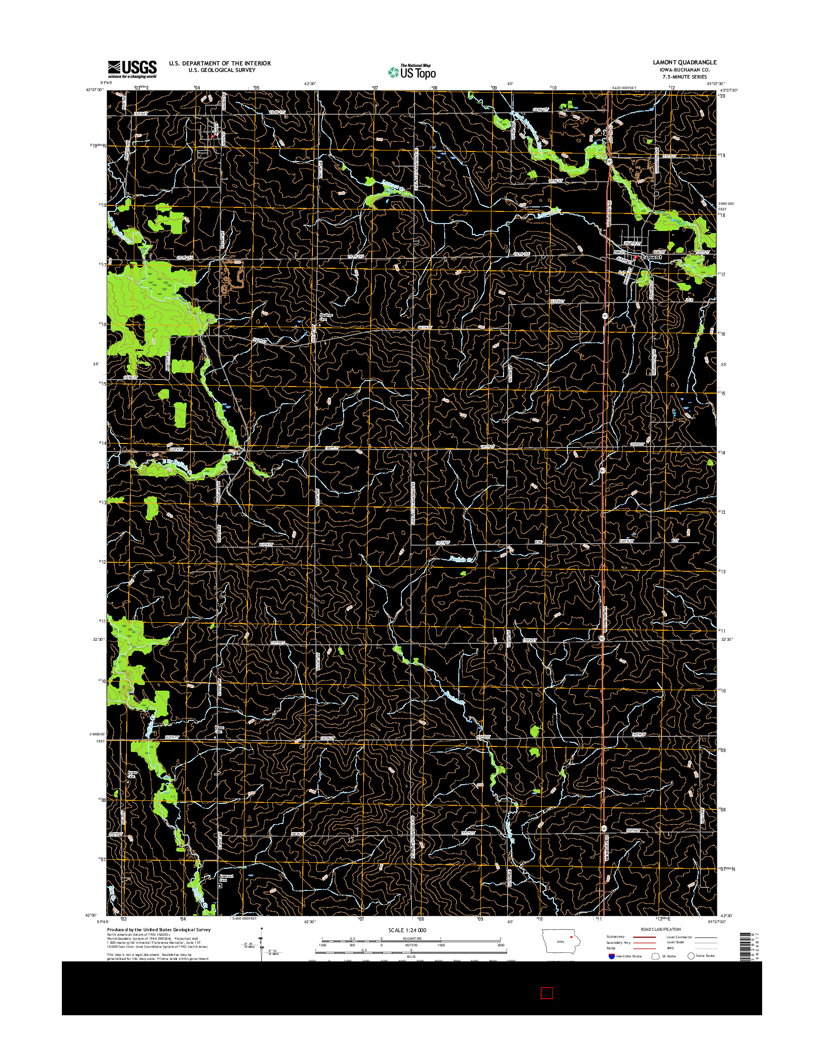 USGS US TOPO 7.5-MINUTE MAP FOR LAMONT, IA 2015